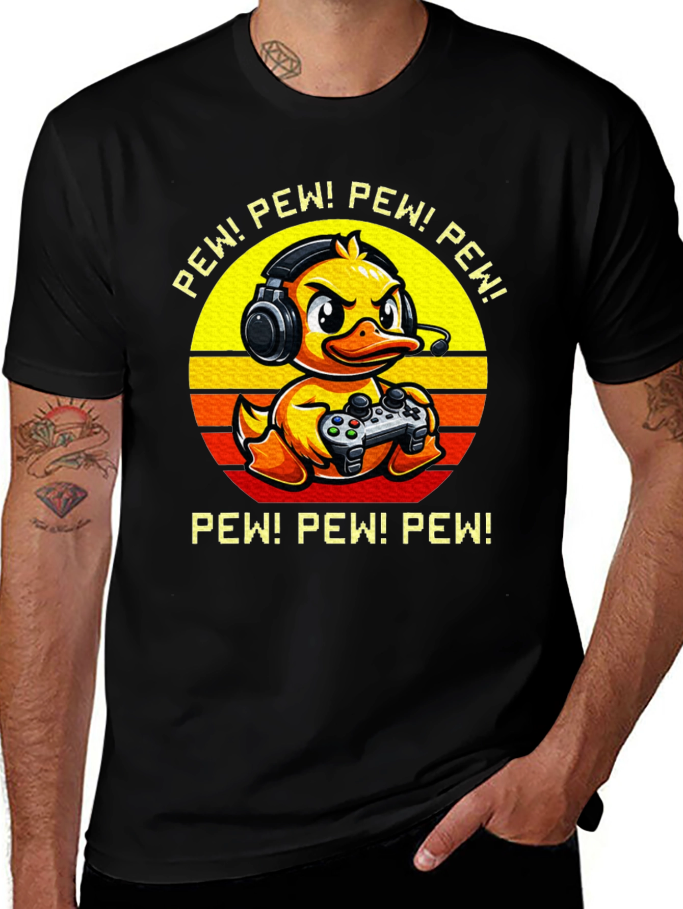 Variant 9 of Gamer Duck Graphic T-Shirt - Pew Pew!