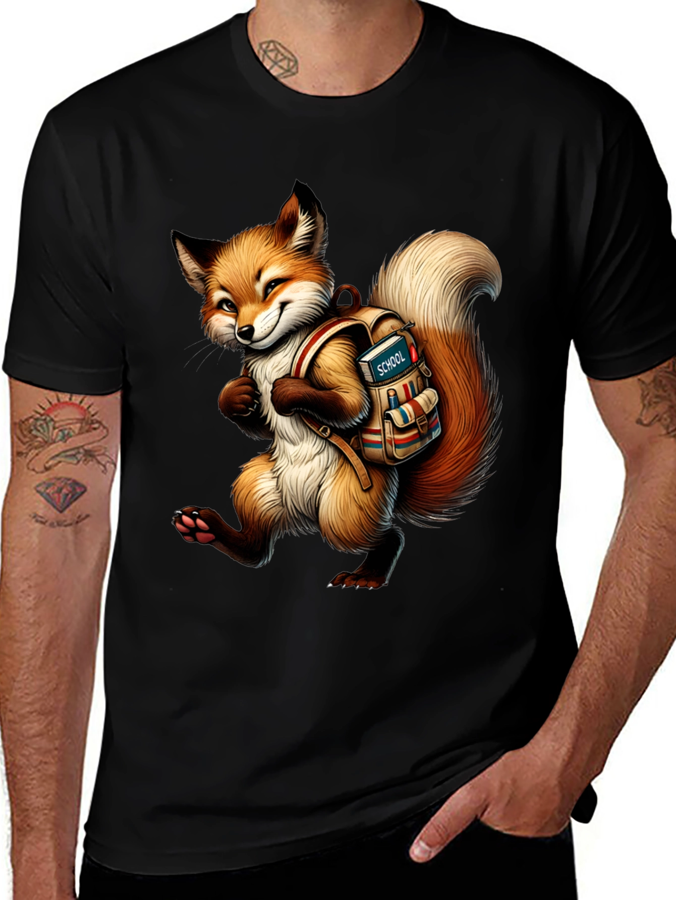 Variant 30 of Fox Goes to School T-Shirt - Cute Animal Graphic Tee