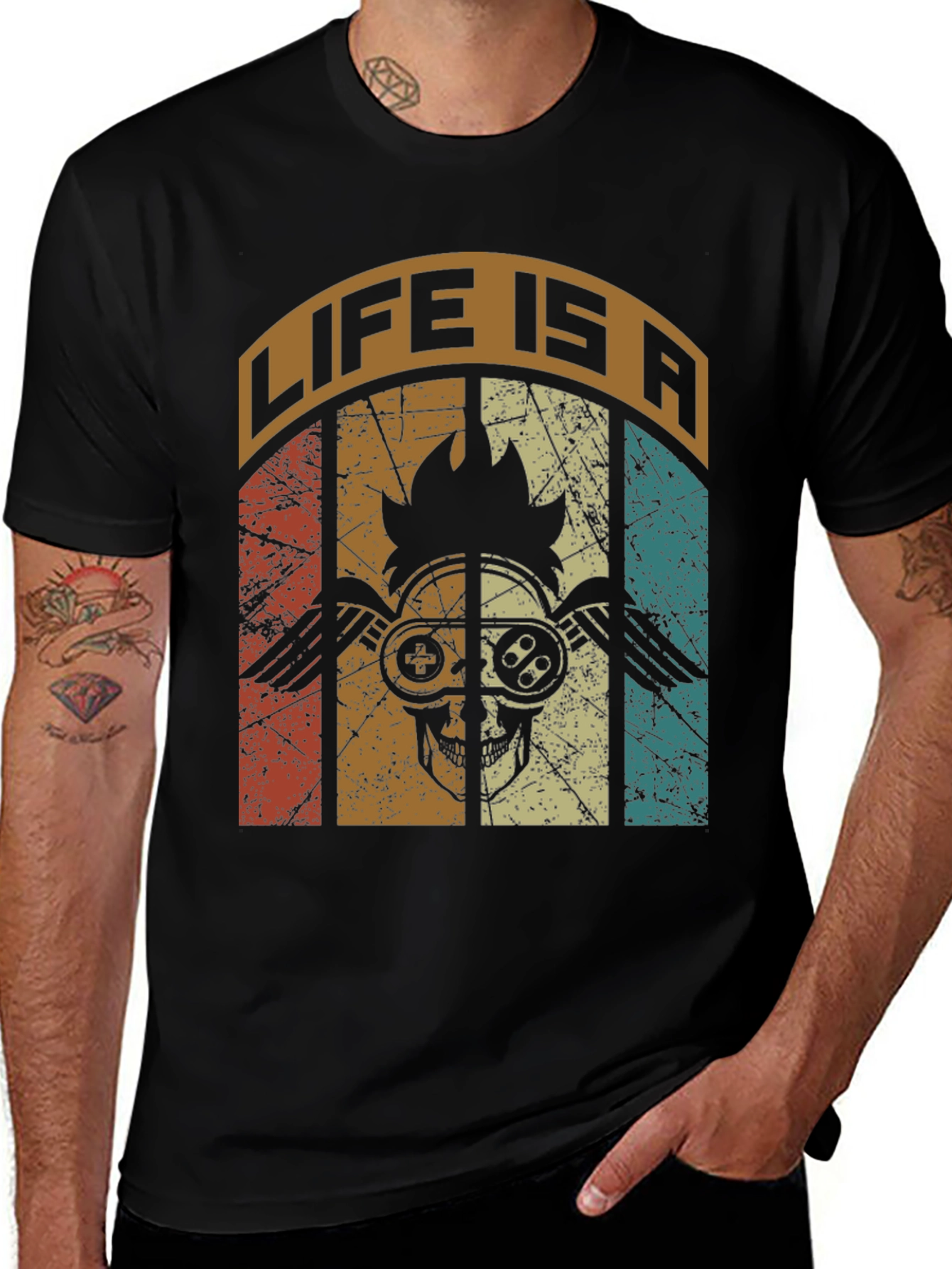 Variant 3 of Life is a Game T-Shirt Skull Gamer Graphic Tee