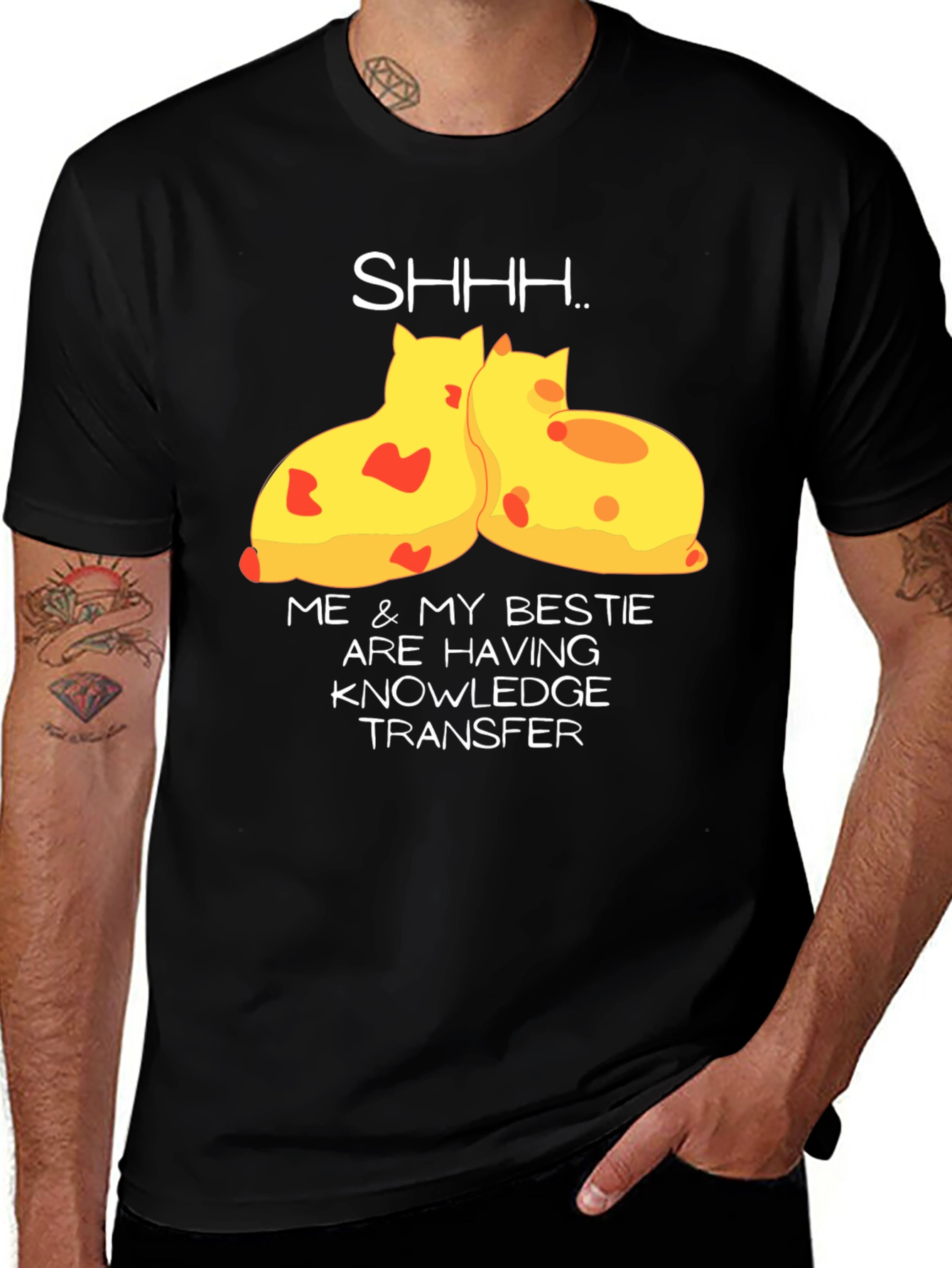 Variant 15 of Funny "Knowledge Transfer" Cats Graphic T-Shirt