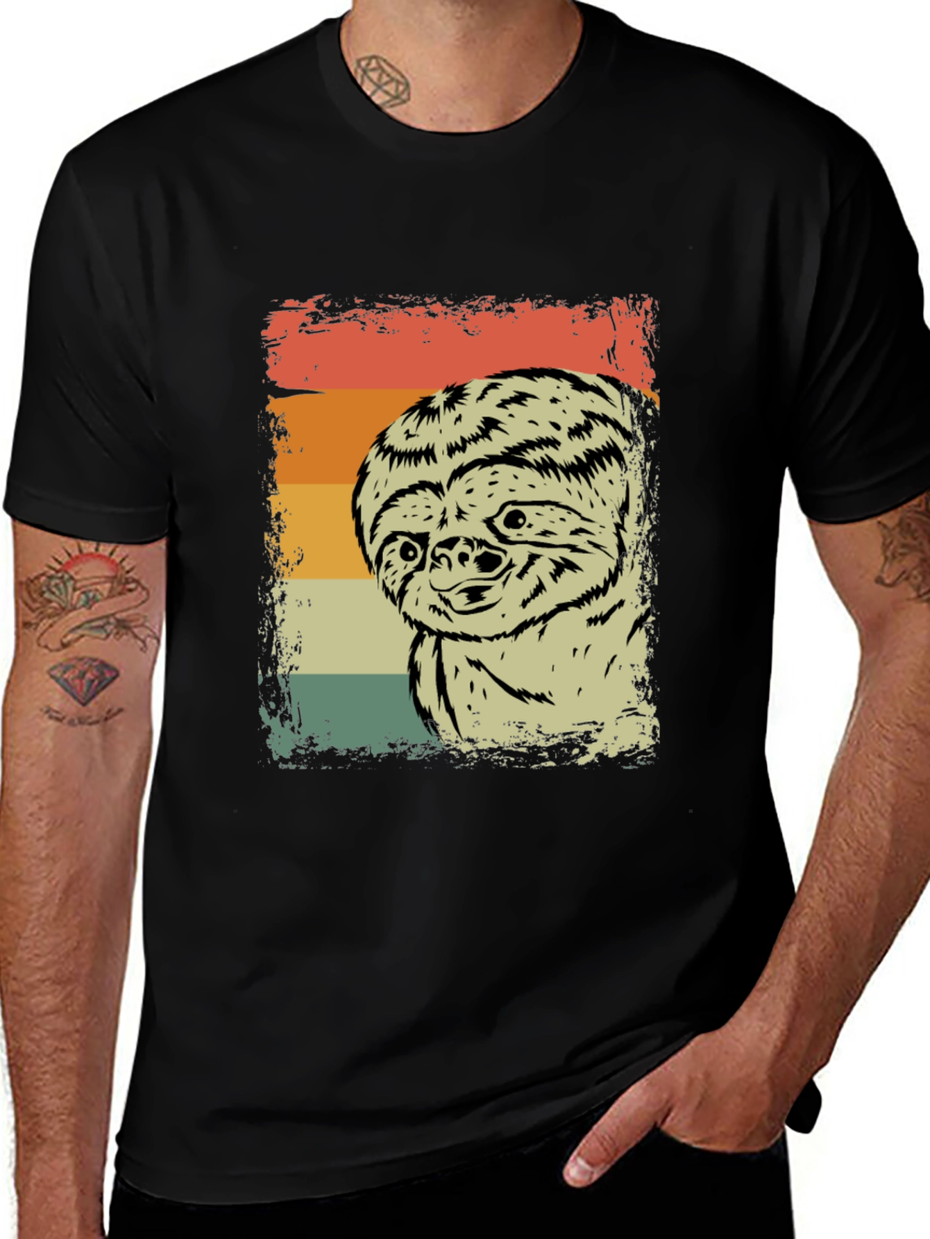 Variant 13 of Retro Sloth Graphic Tee - Vintage Style Comfort