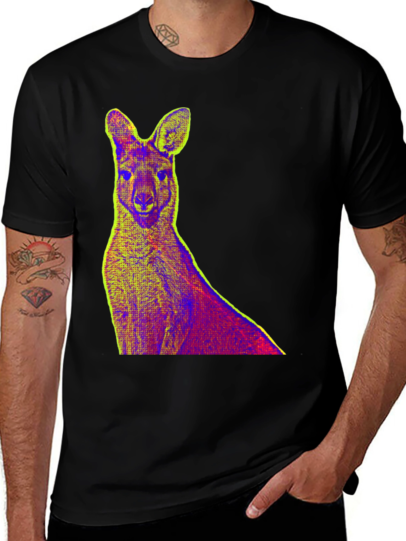Variant 10 of Kangaroo Pop Art Print Black T-Shirt