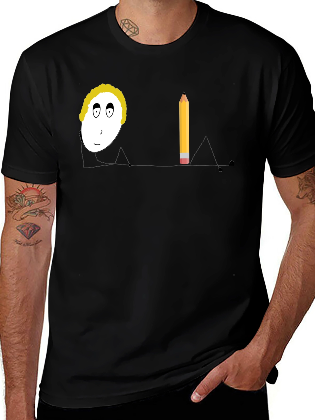 Variant 23 of Cartoon Face Black T-Shirt Novelty Tee