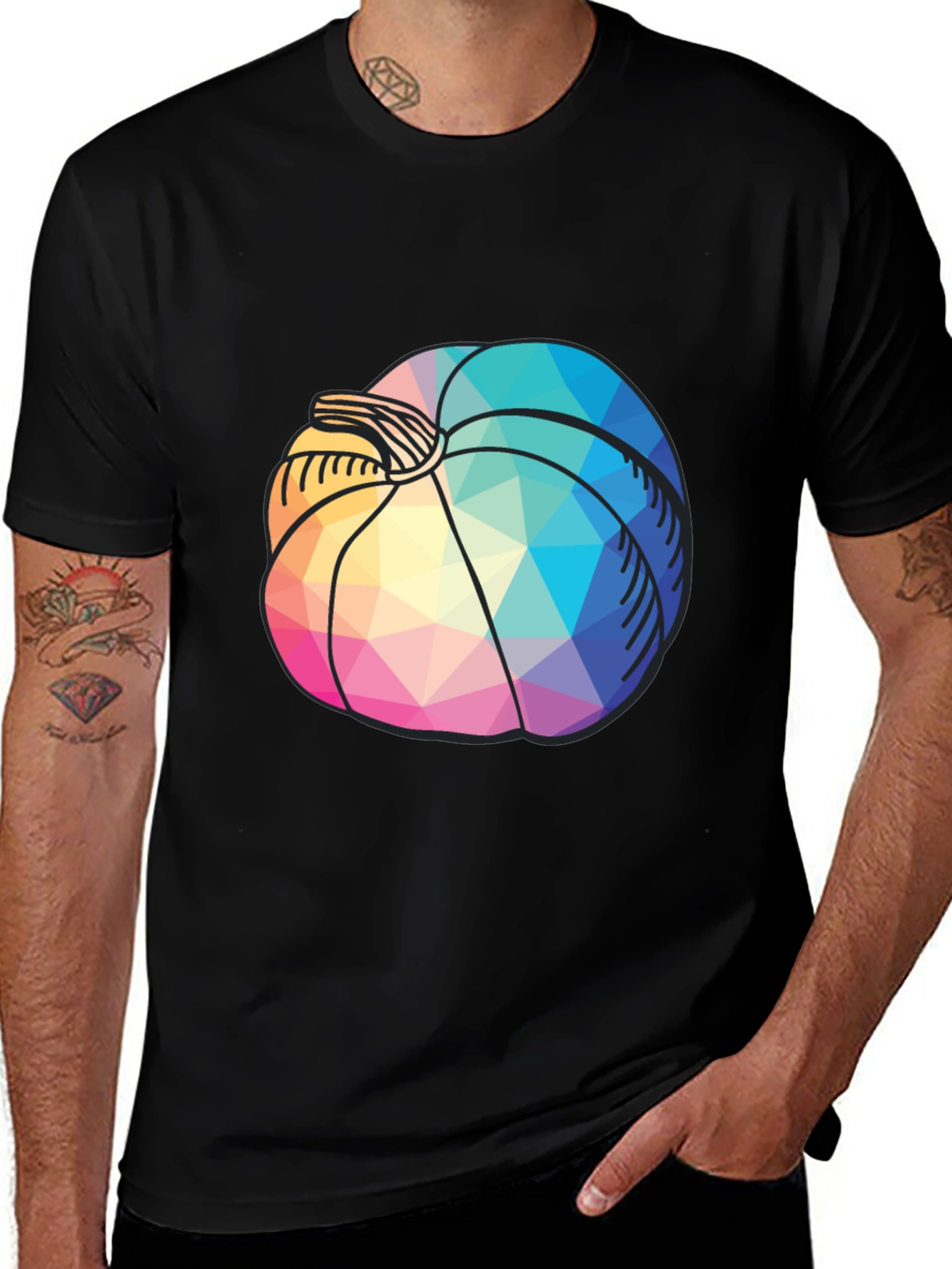 Variant 17 of Geometric Pumpkin T-Shirt - Colorful Fall Design