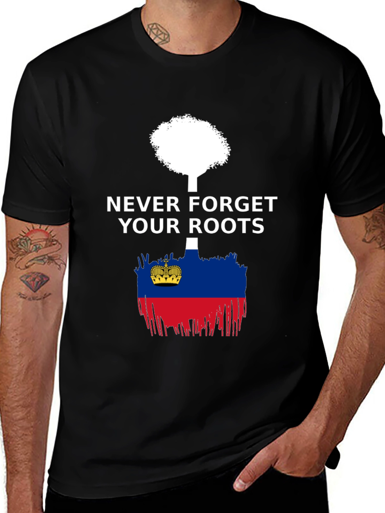Never Forget Your Roots Liechtenstein Flag T-Shirt