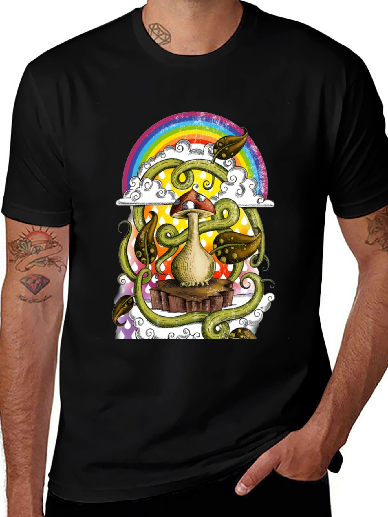 Mushroom Rainbow T-Shirt - Groovy Psychedelic Tee