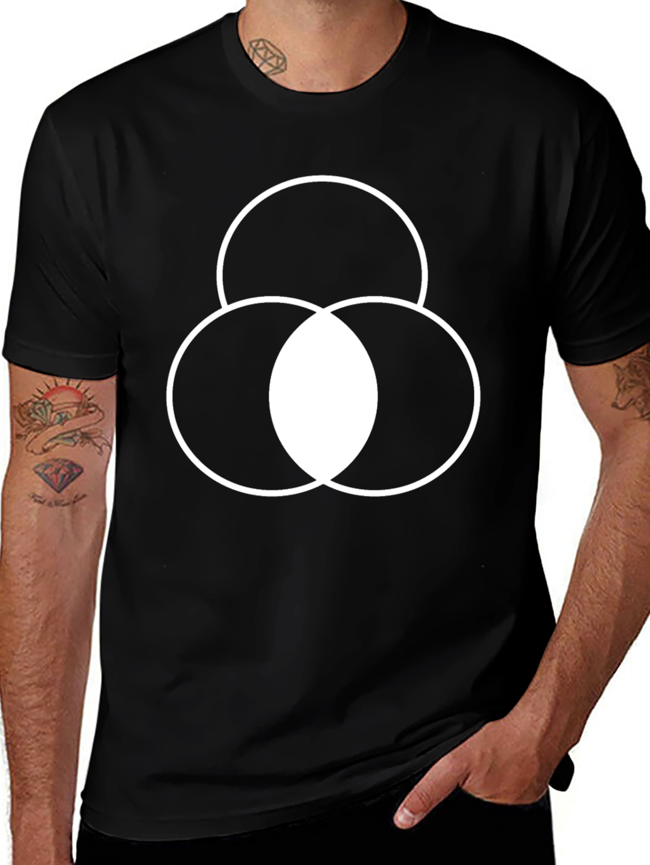 Variant 12 of Geometric Circle Graphic Tee - Black Cotton Blend