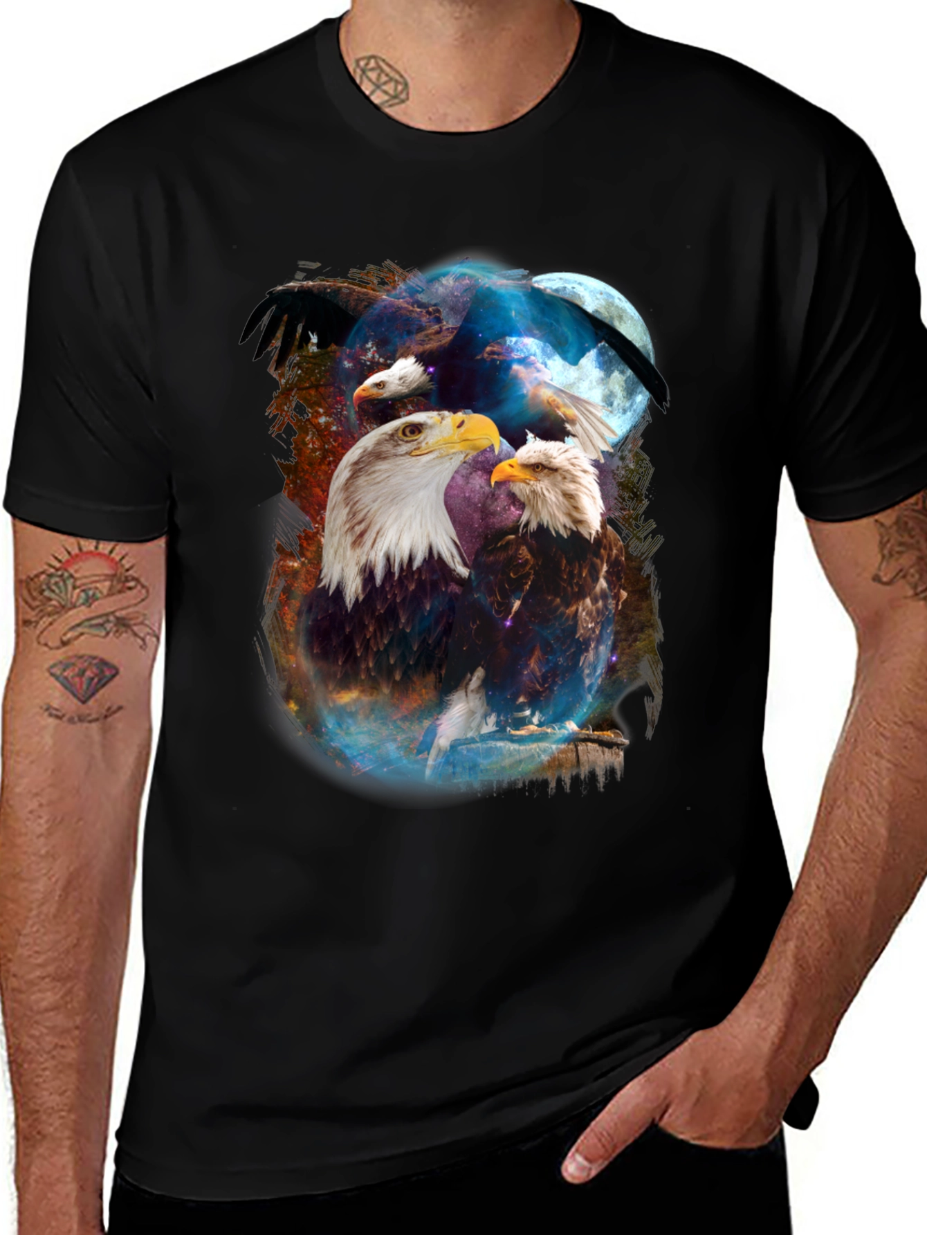 Variant 9 of Eagle Graphic Print Black T-Shirt