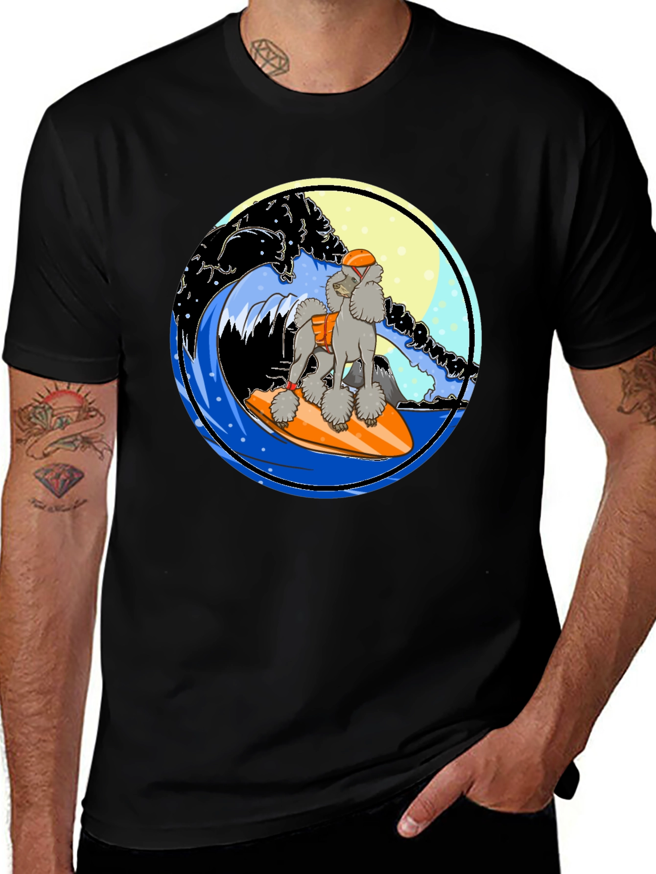 Variant 2 of Surfing Poodle Graphic T-Shirt
