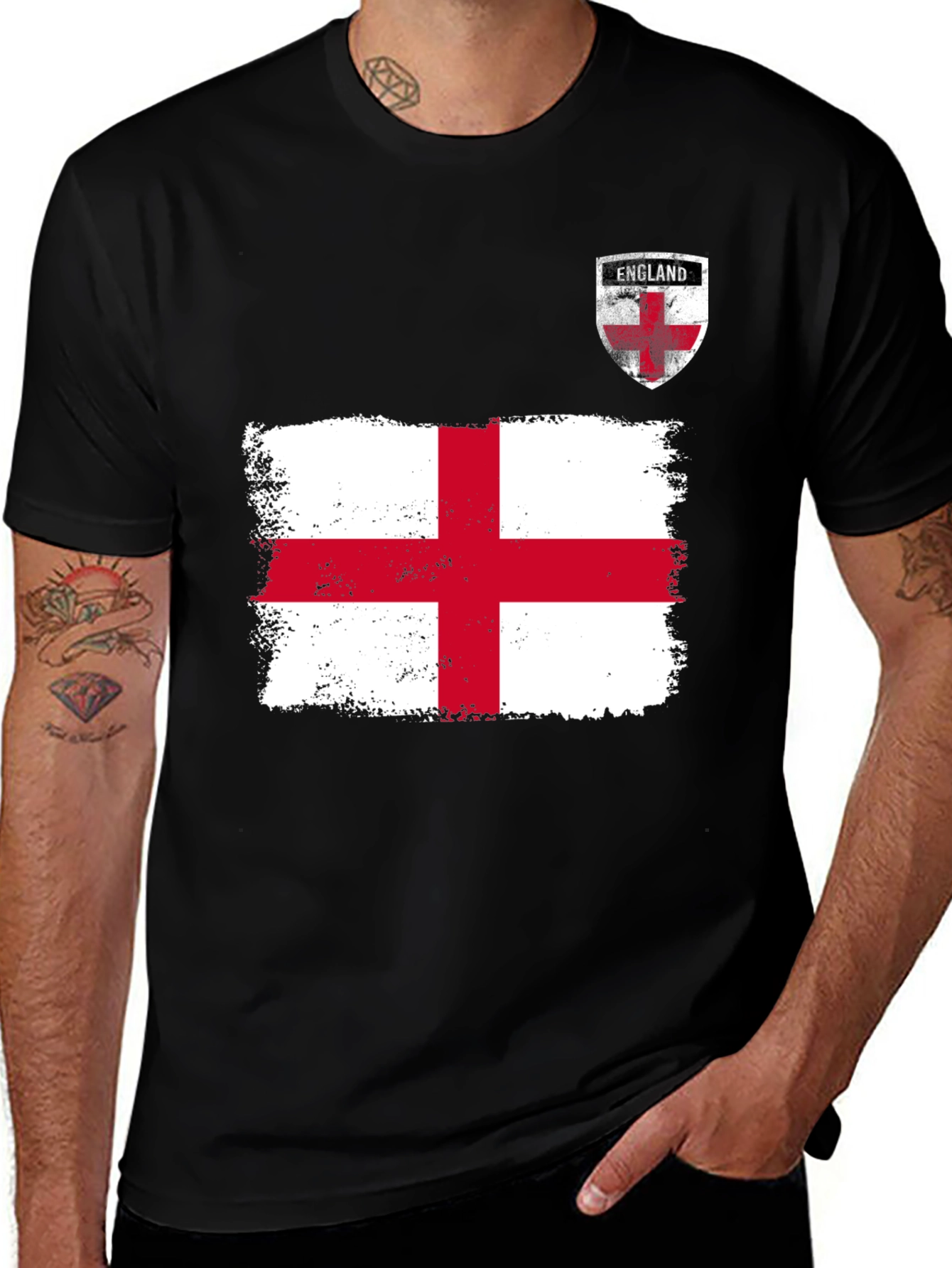Variant 9 of England Flag Graphic Tee - Black Casual T-Shirt