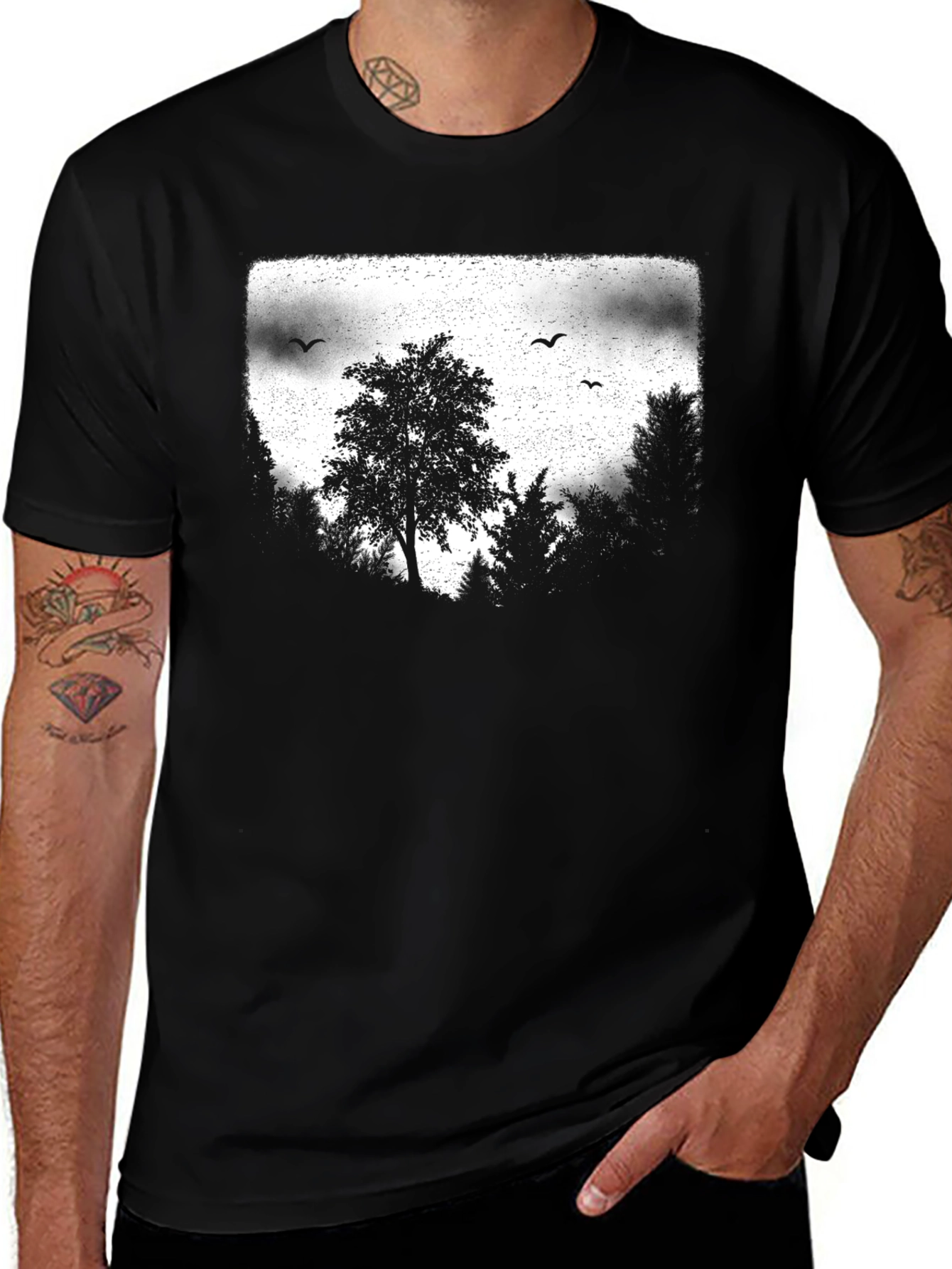 Variant 14 of Nature Scene Graphic Tee - Black