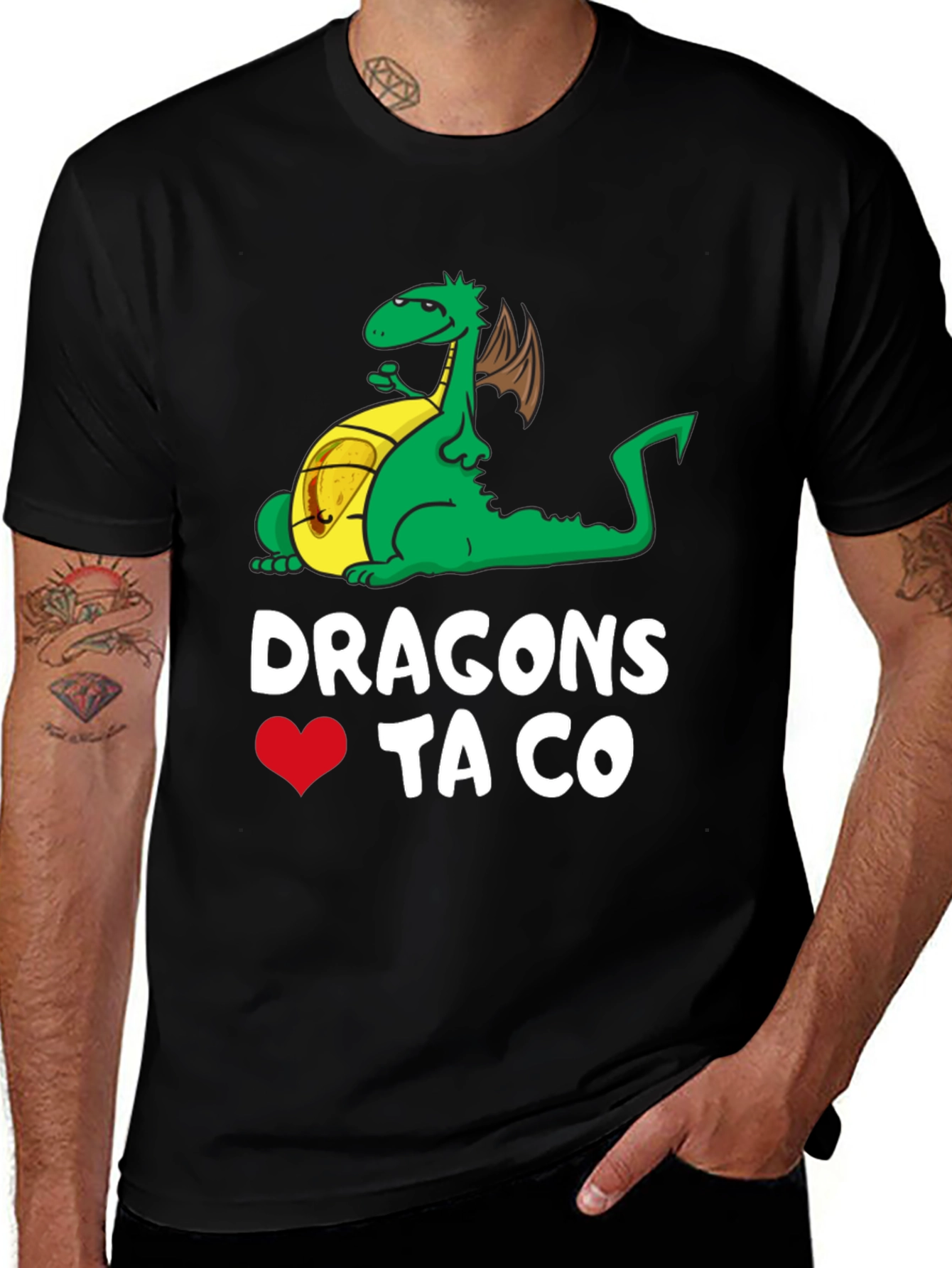 Variant 21 of Dragons Love Taco Funny Graphic T-Shirt