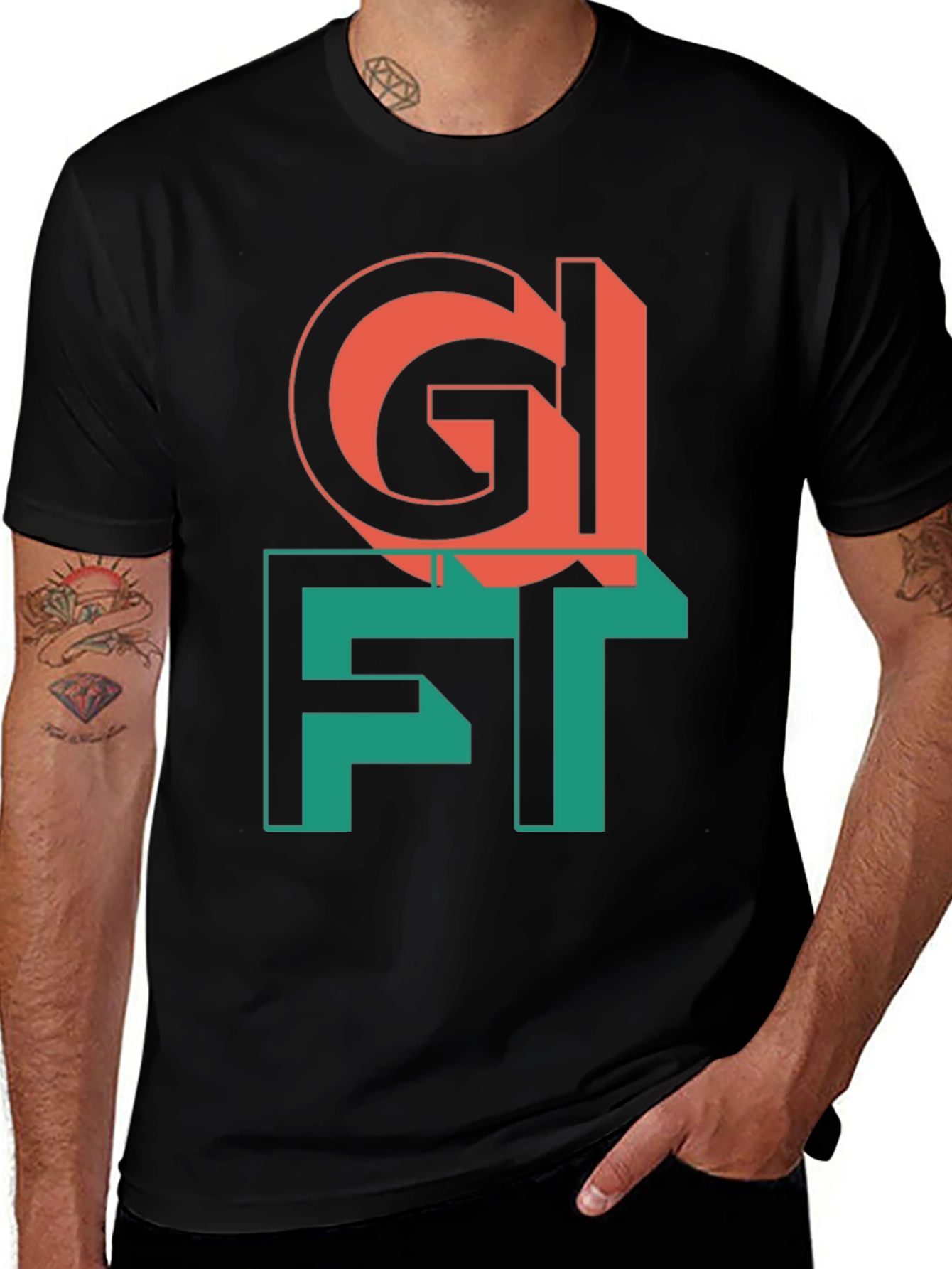 Variant 28 of Gift Tee - Unique Graphic Print Black T-Shirt