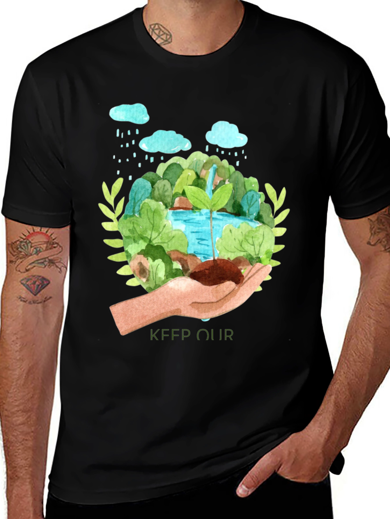 Variant 8 of Eco-Friendly 'Keep Our Earth Green' Graphic Tee