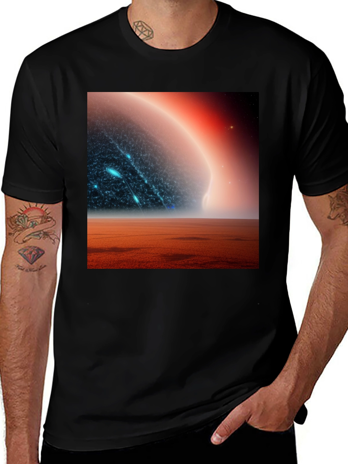 Variant 9 of Sci-Fi Planetscape Black T-Shirt