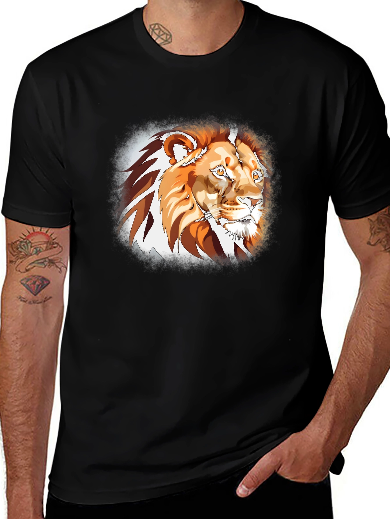 Variant 4 of Lion Graphic Tee - Black Men's T-Shirt