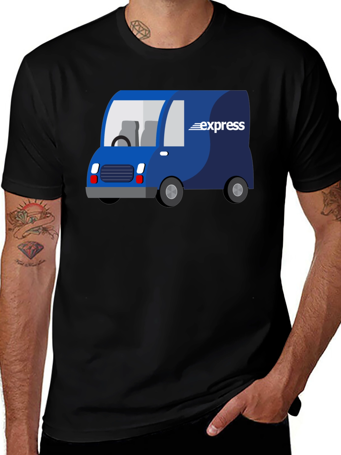 Variant 23 of Express Delivery Van Graphic Tee - Black Cotton Blend