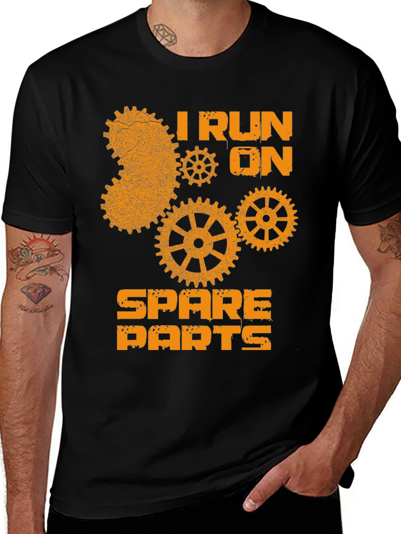 Variant 15 of I Run on Spare Parts Men's Black T-Shirt