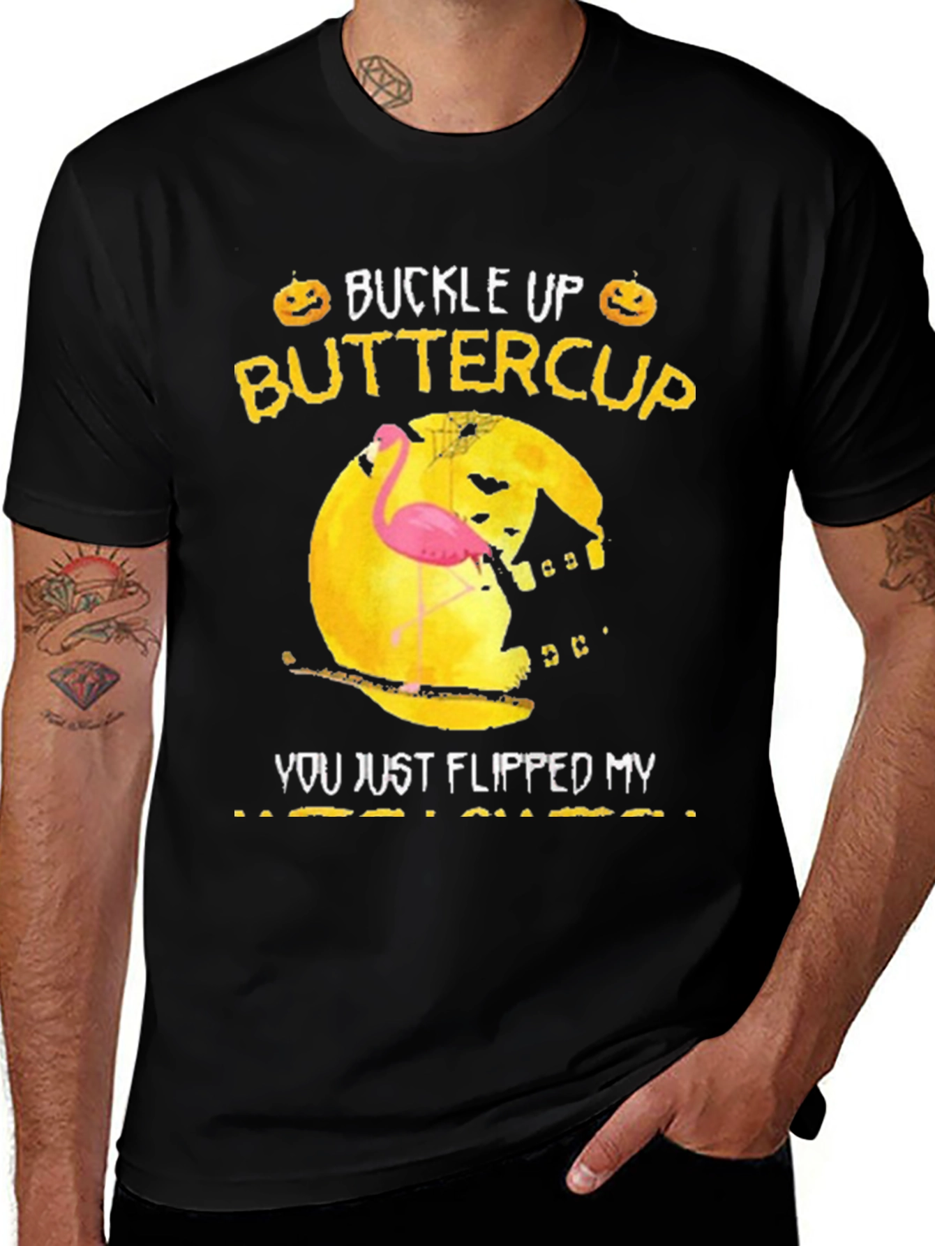Buckle Up Buttercup Halloween Flamingo T-Shirt