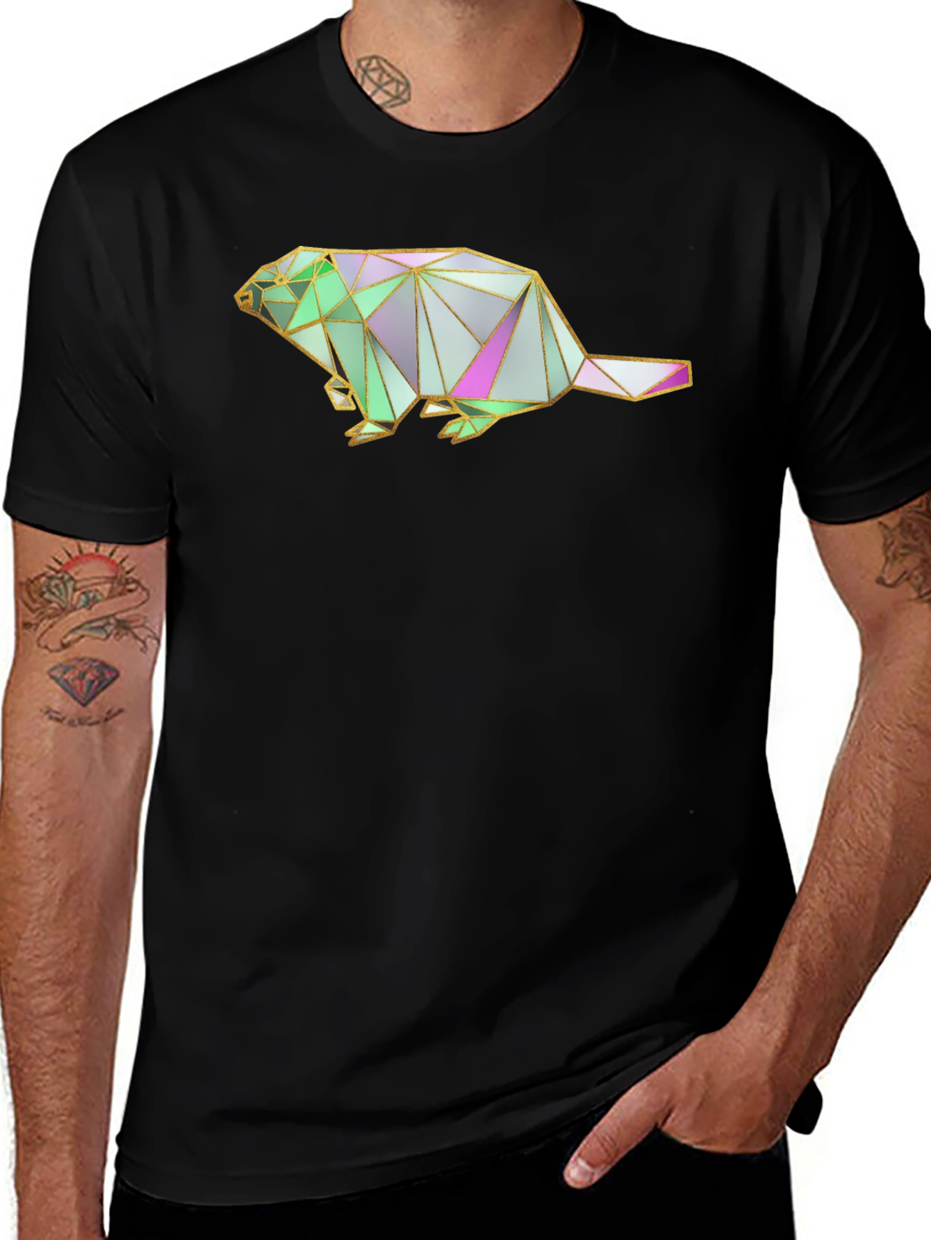 Variant 12 of Geometric Beaver Graphic T-Shirt