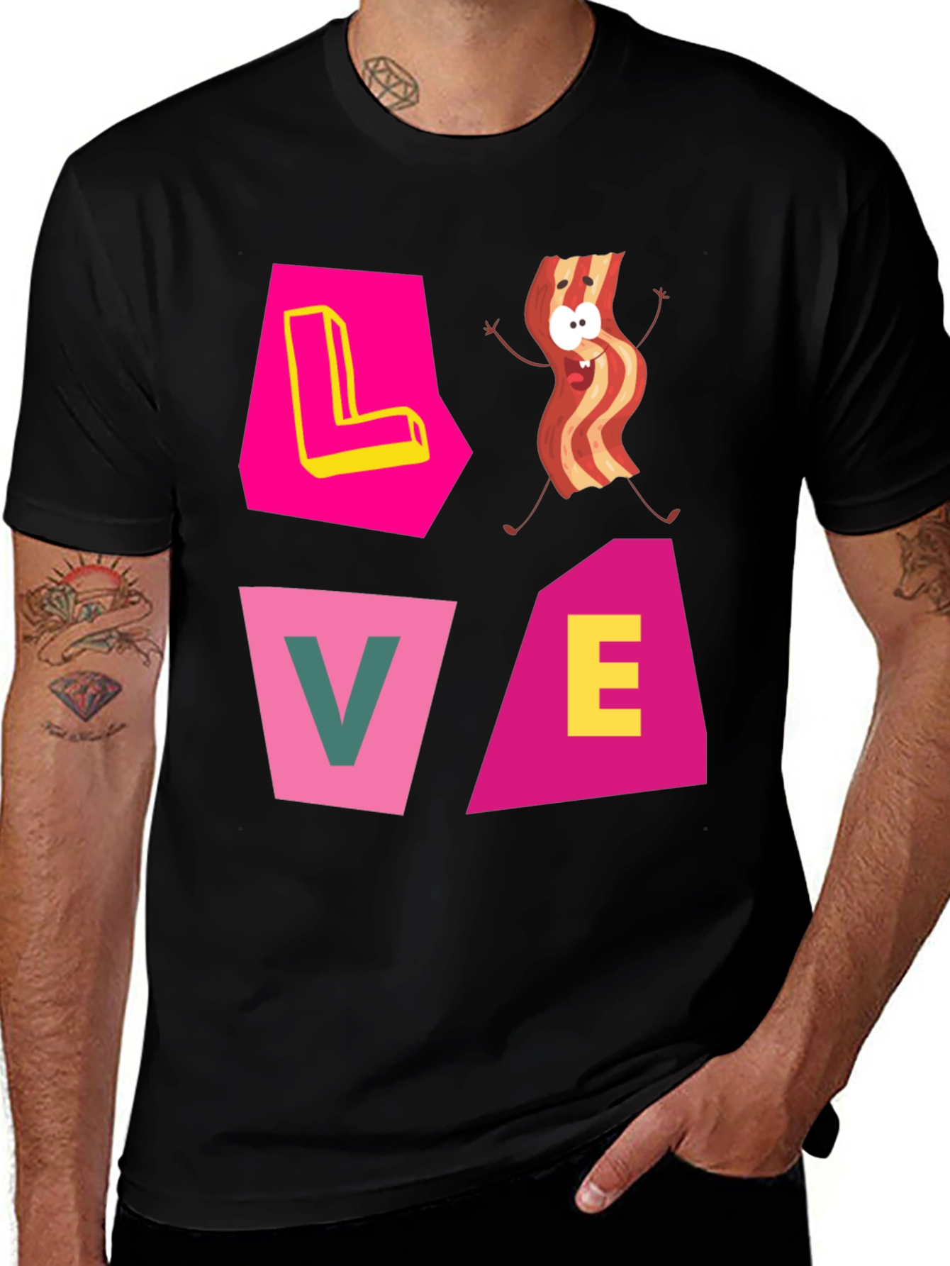 Variant 10 of Love Bacon Graphic T-Shirt - Novelty Tee