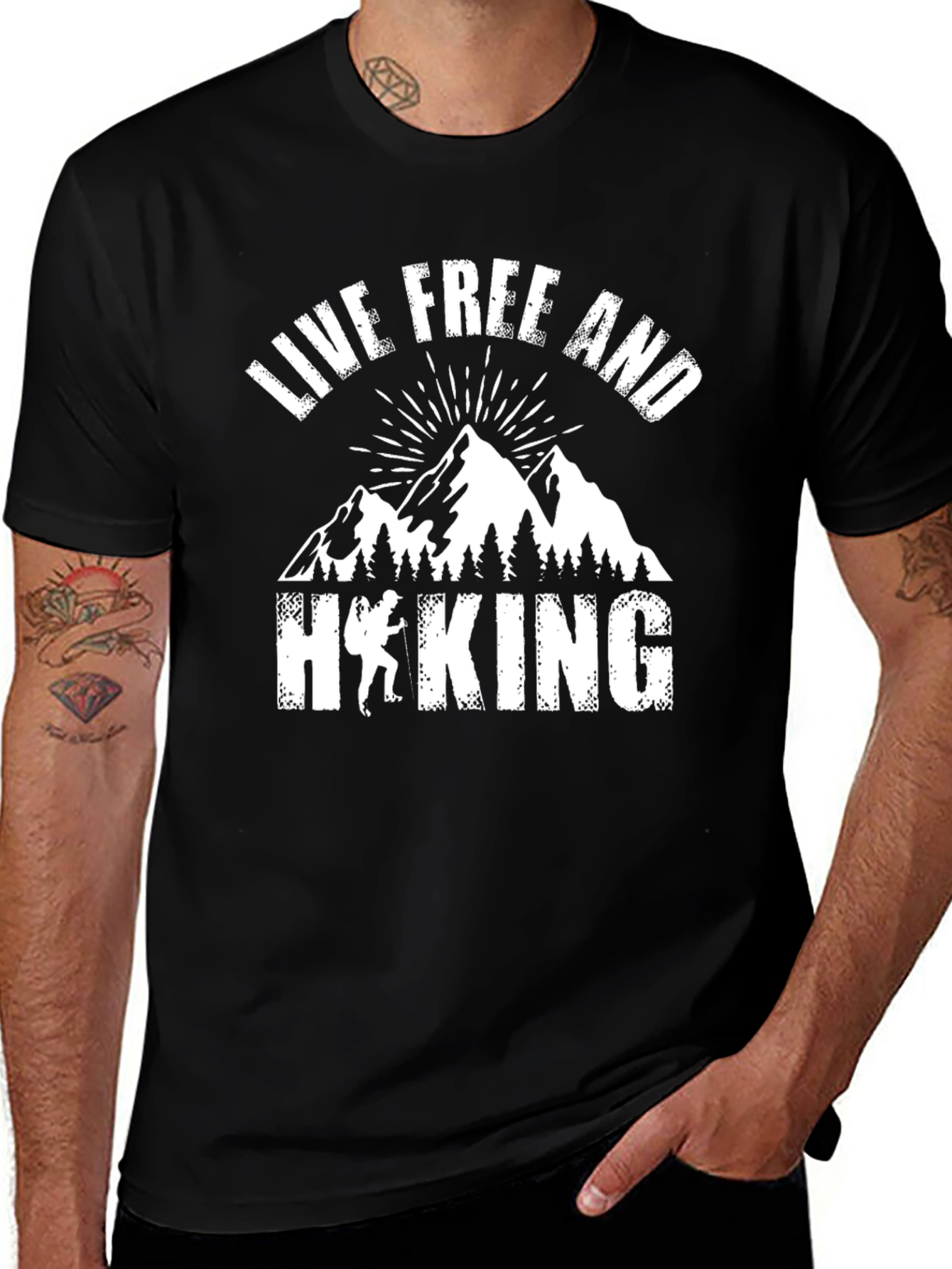 Variant 2 of Live Free Hiking Graphic Tee - Black Unisex T-Shirt
