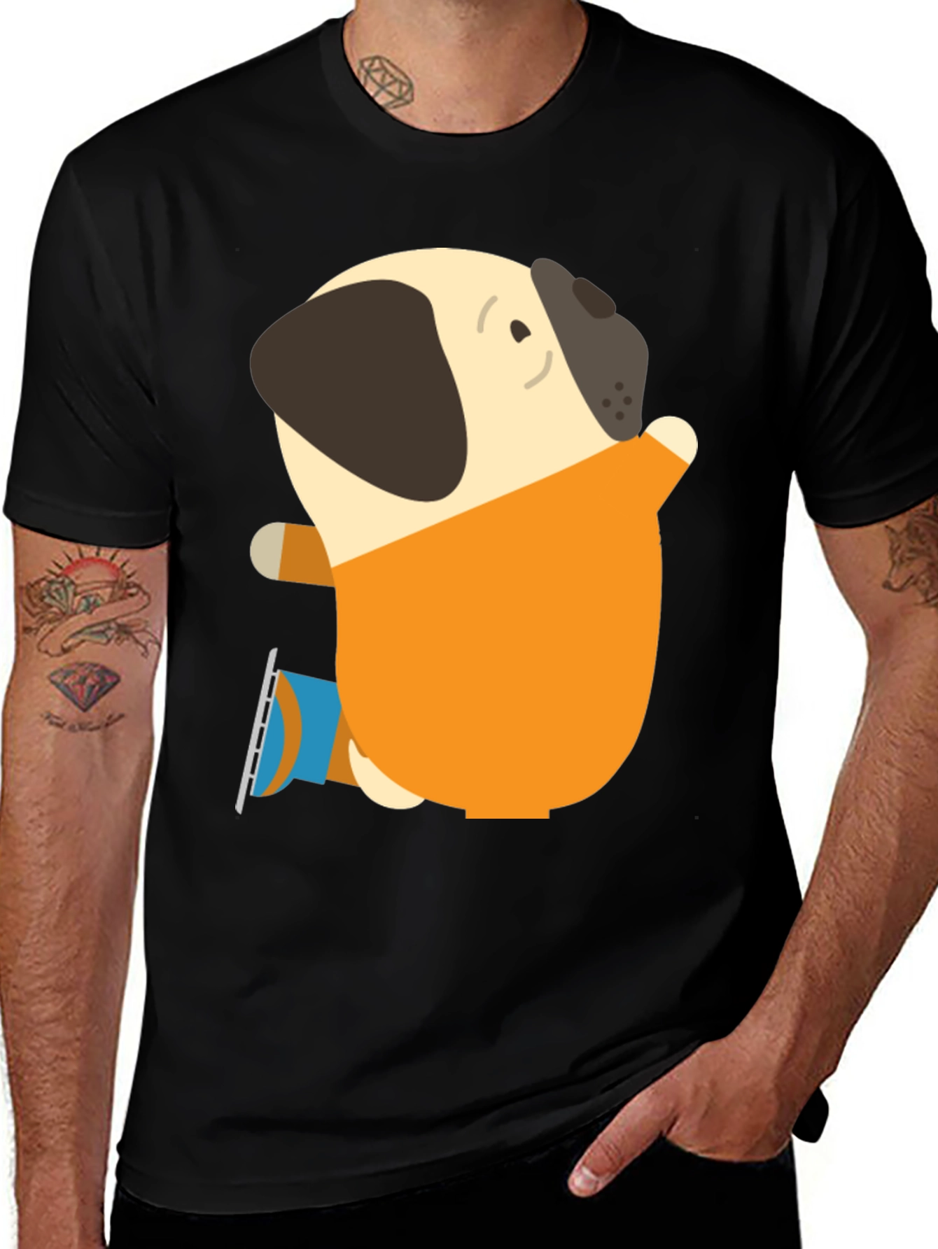 Variant 12 of Pug on Ice Skates Graphic T-Shirt