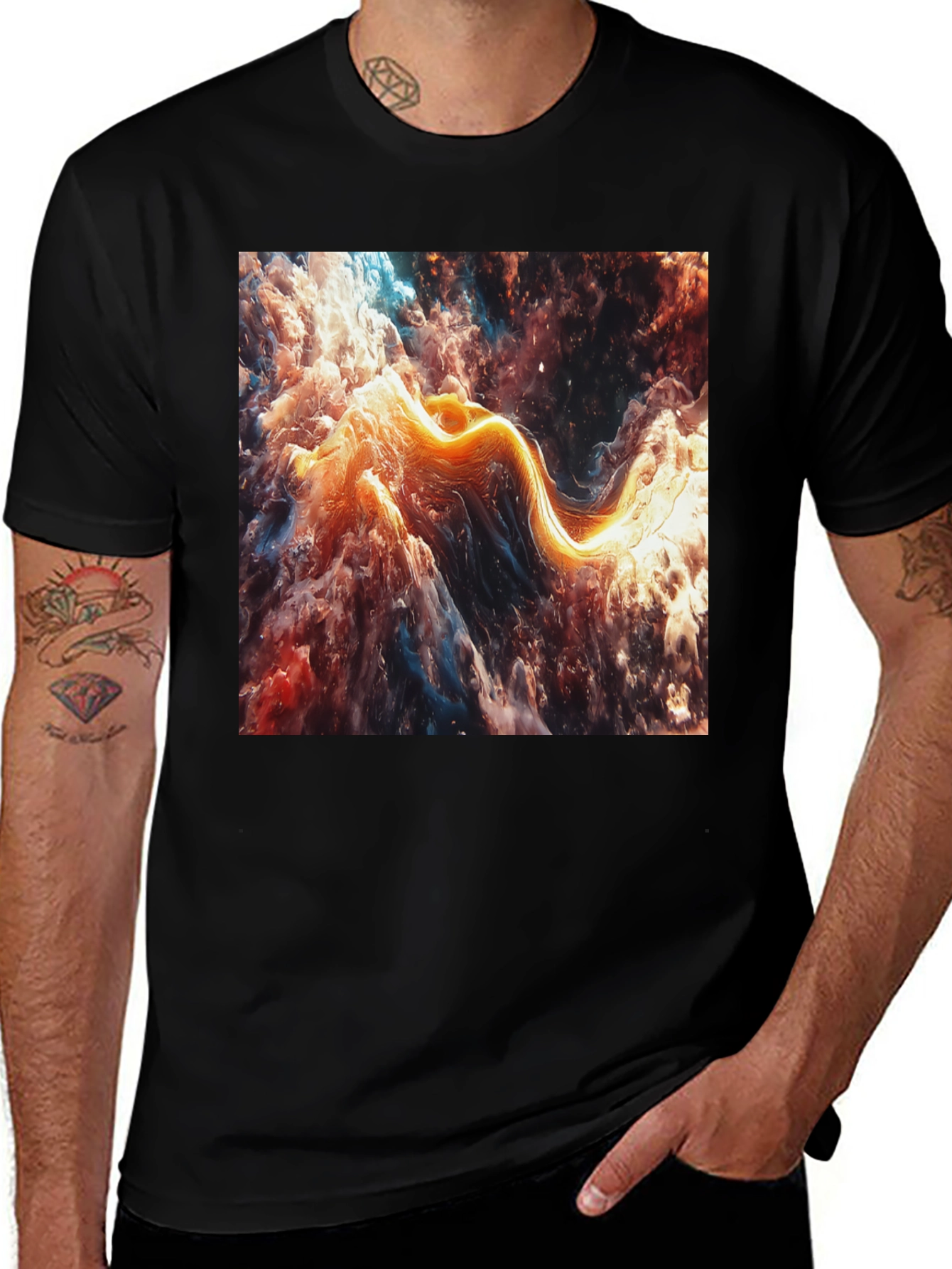 Variant 3 of Abstract Nebula Graphic Black T-Shirt
