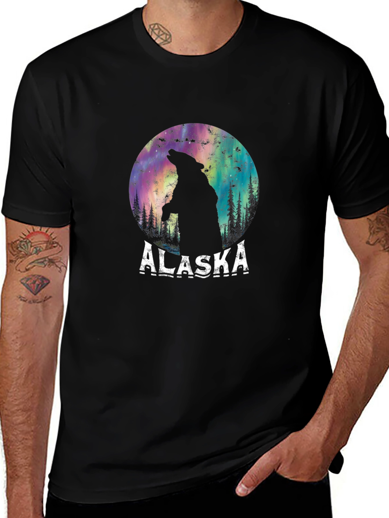Variant 5 of Alaska Bear Aurora Graphic Tee