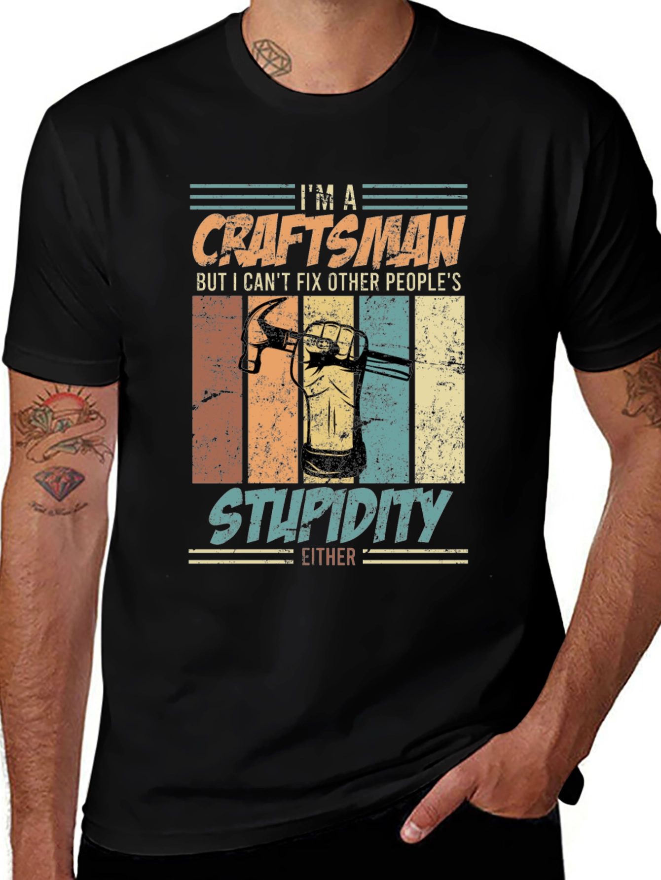 Craftsman Humor Graphic Tee - Can't Fix Stupidity