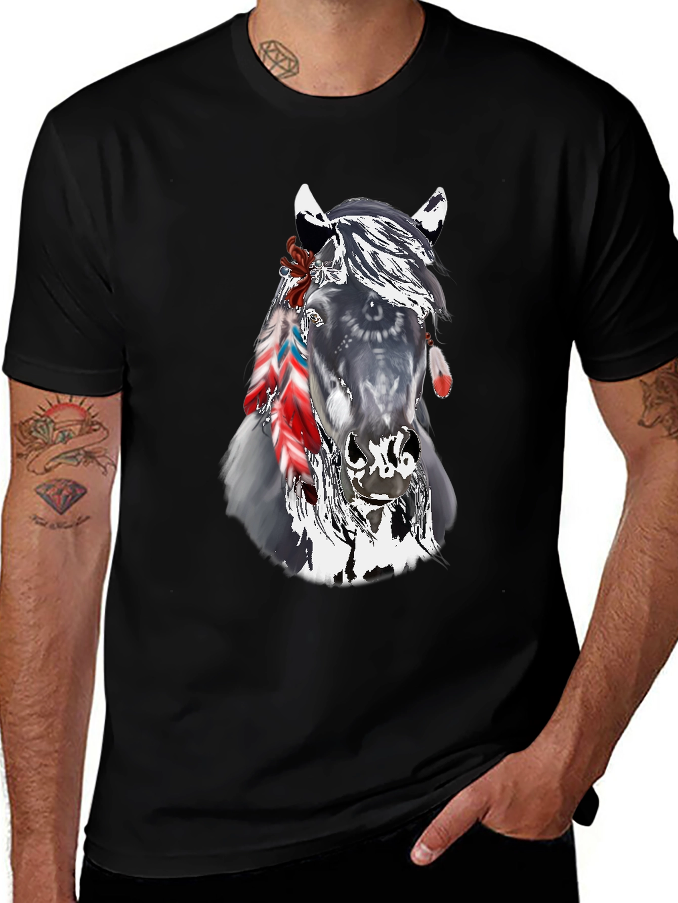 Variant 4 of Horse Spirit T-Shirt - Native American Inspired Design