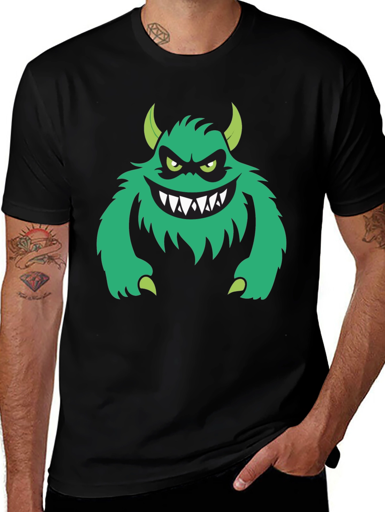 Variant 23 of Monster Graphic Tee - Black Cotton T-Shirt