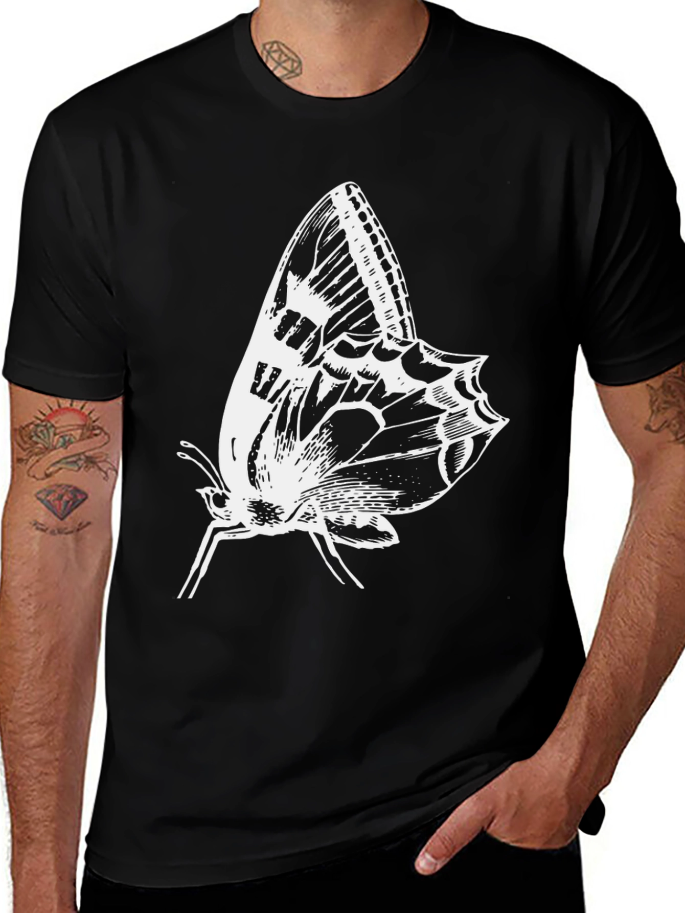 Variant 25 of Butterfly Graphic Tee - Black Cotton T-Shirt
