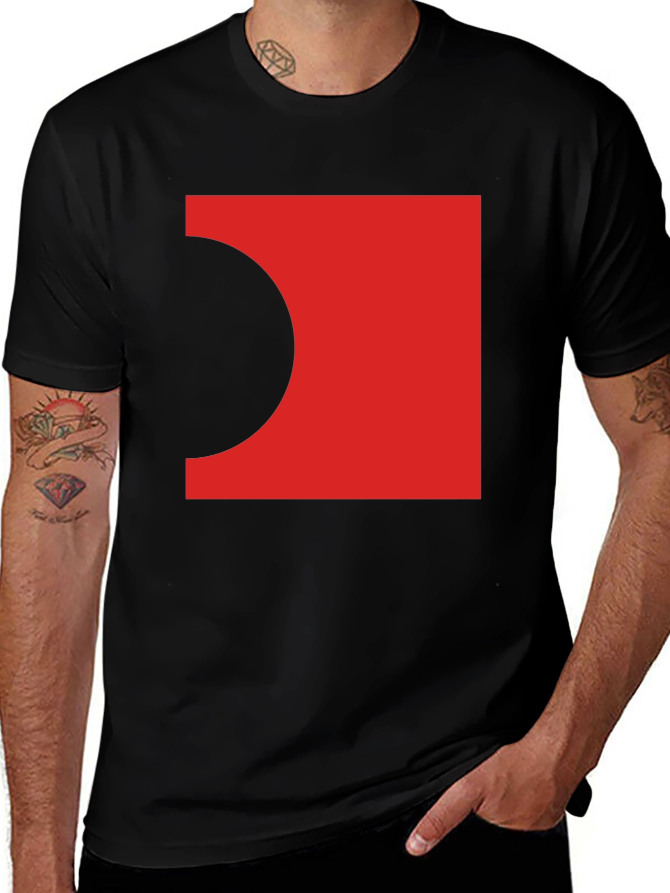 Variant 17 of Abstract Red Square Black T-Shirt