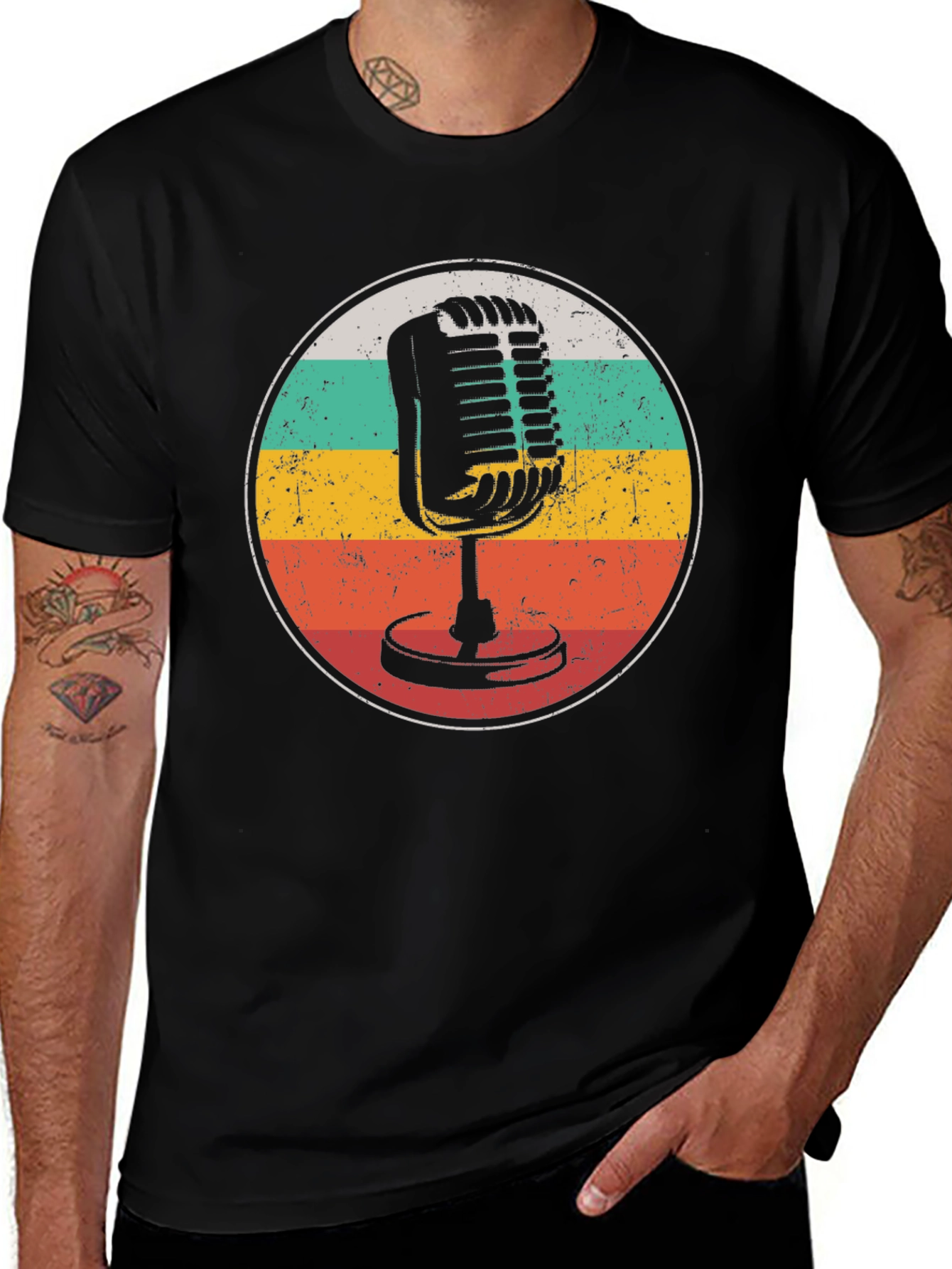 Variant 23 of Retro Microphone Graphic Tee - Vintage Style
