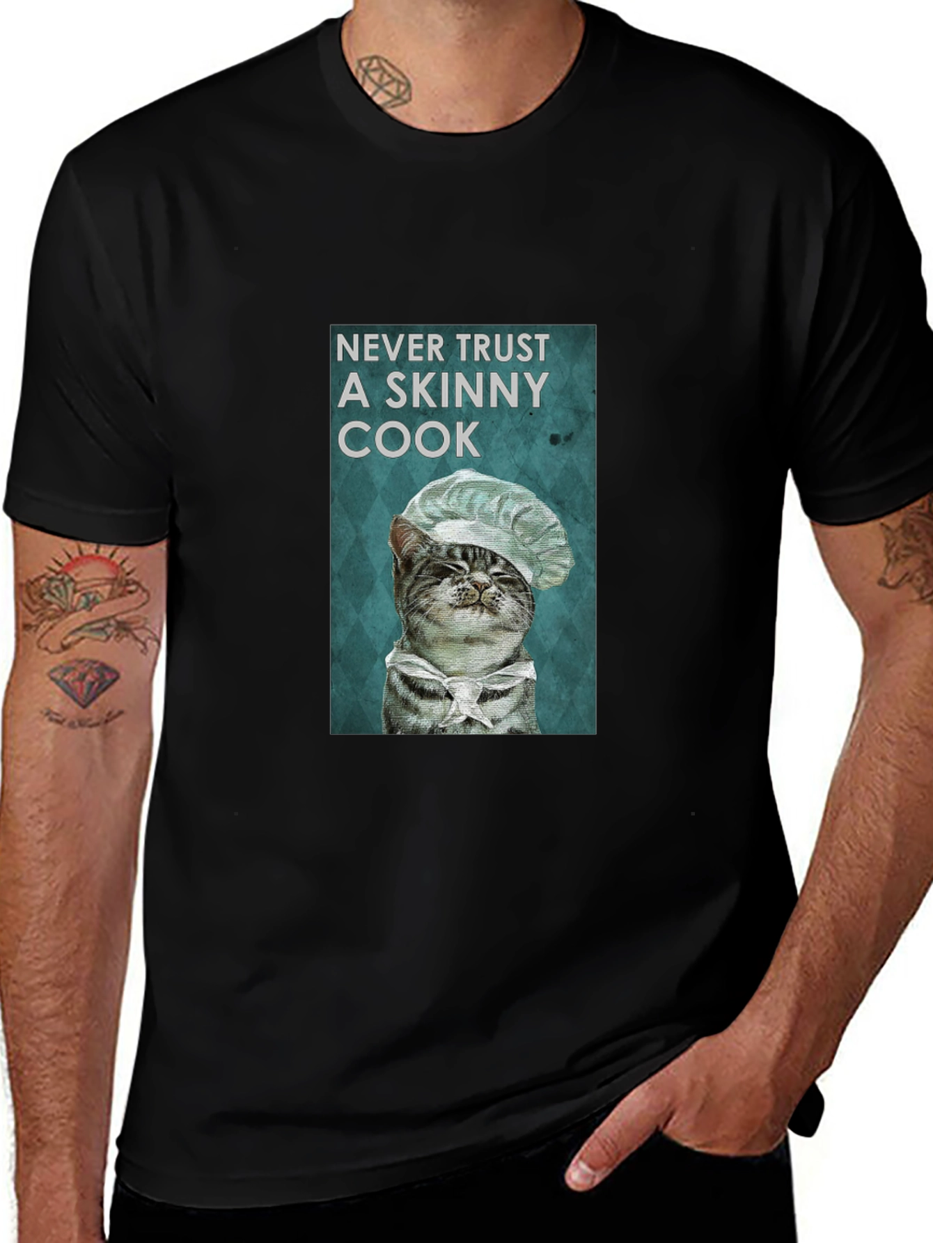 Variant 8 of Never Trust a Skinny Cook Cat T-Shirt