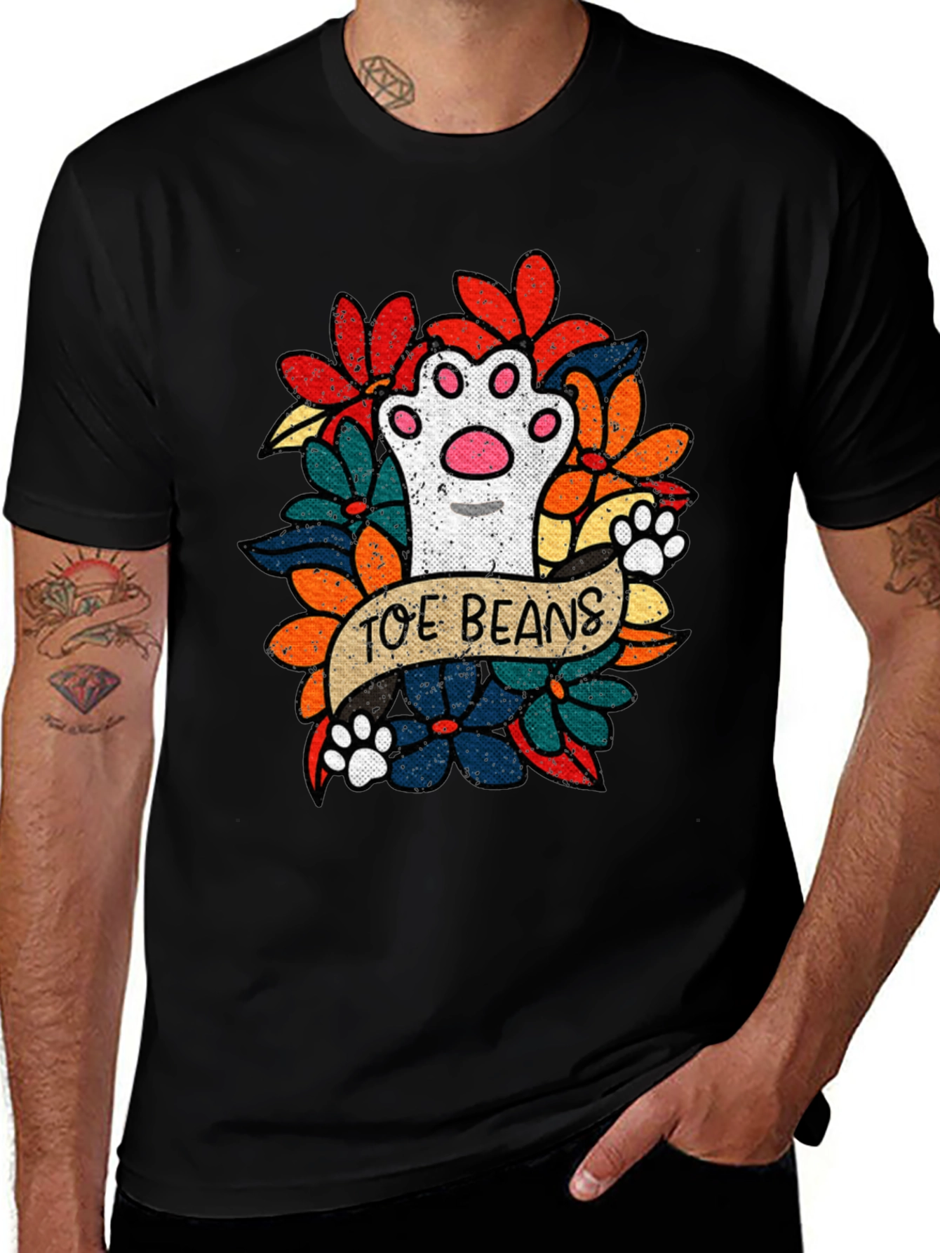 Variant 24 of Toe Beans Cat Paw Floral Graphic Tee