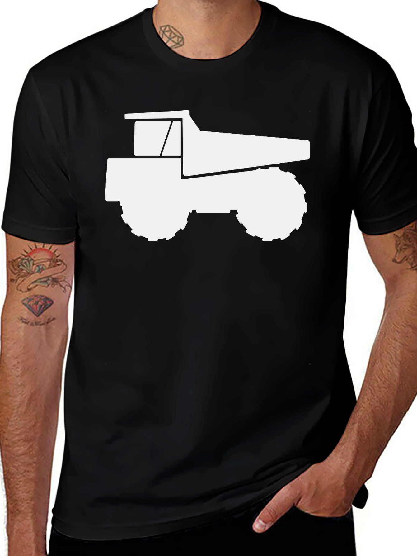 Variant 30 of Truck Graphic Tee - Black Cotton T-Shirt