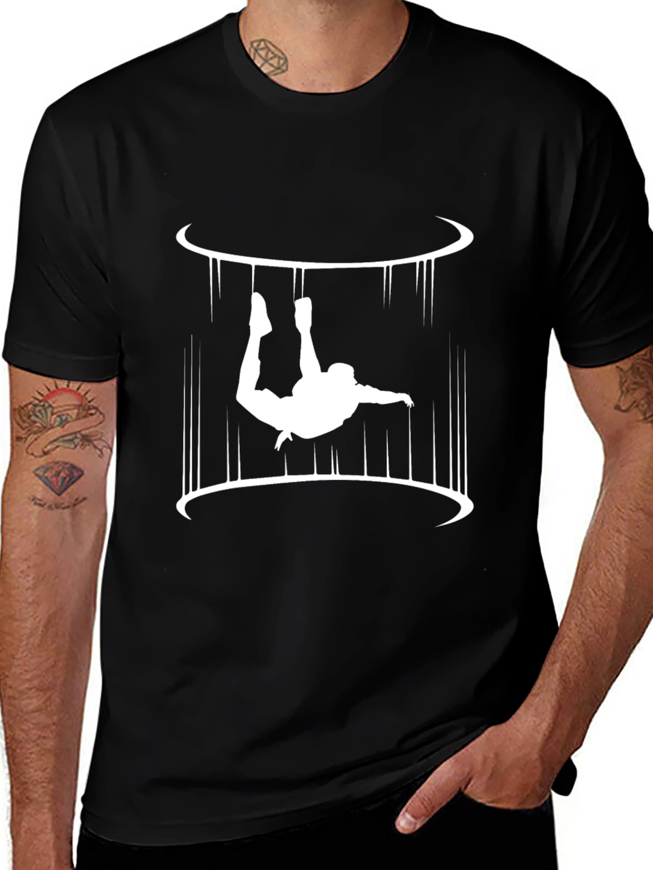 Variant 3 of Indoor Skydiving Men's Black T-Shirt