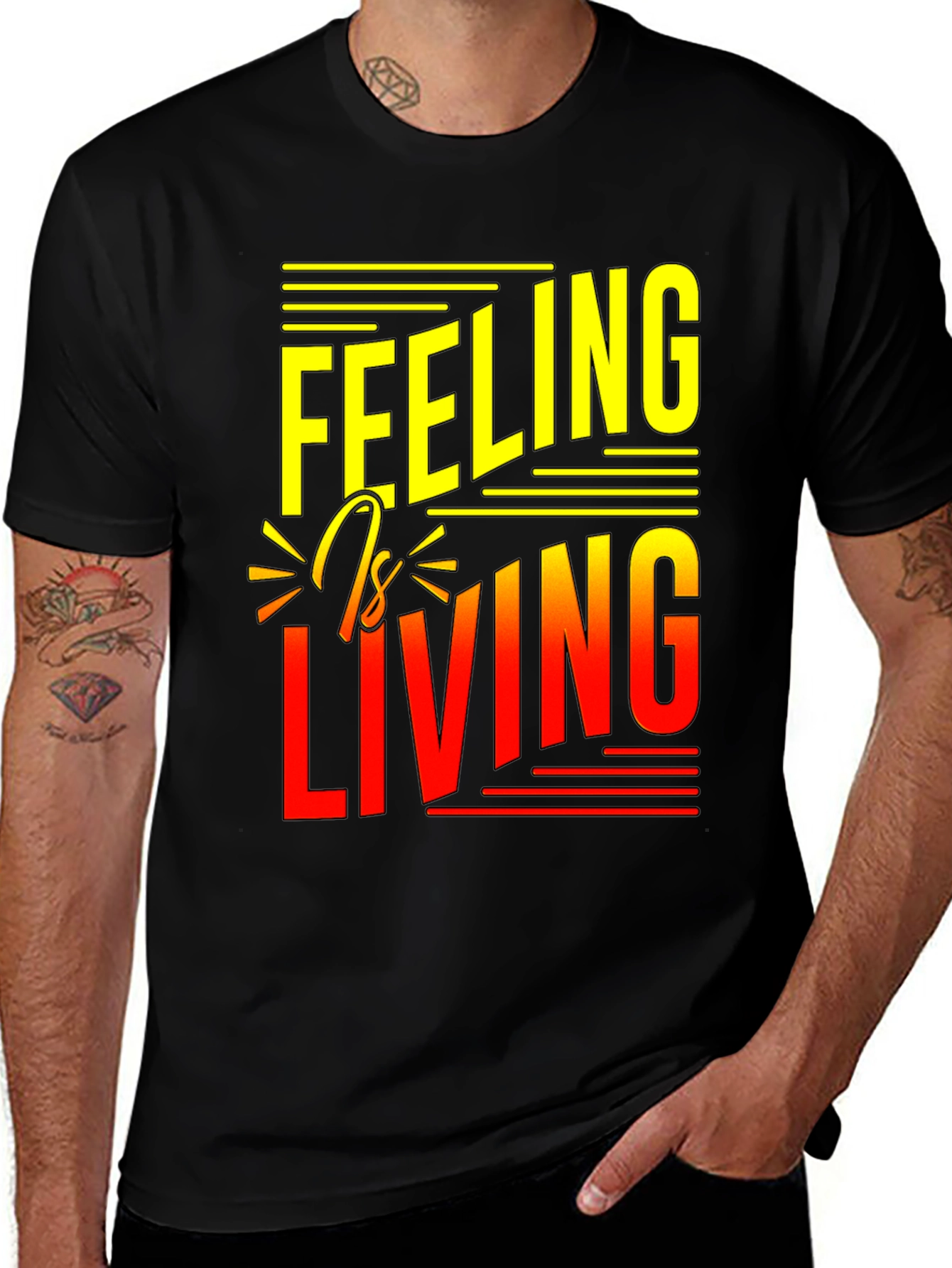 Variant 26 of Feeling is Living Black Graphic Tee