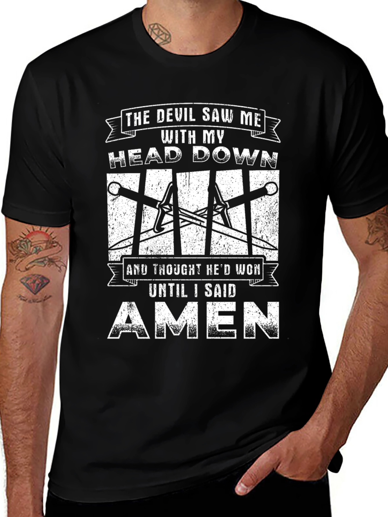 Variant 8 of The Devil Saw Me Amen T-Shirt - Black
