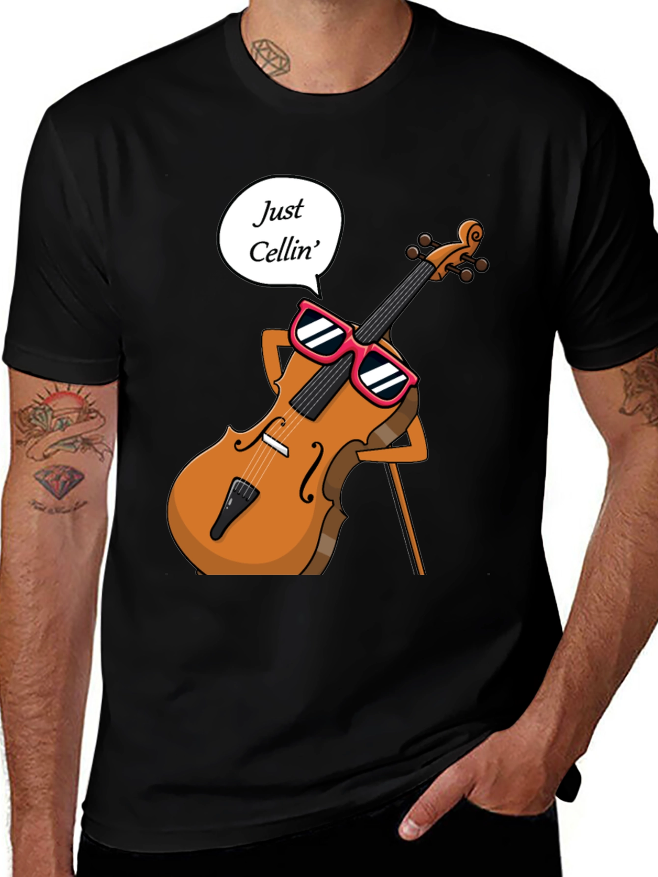 Variant 28 of Just Cellin' T-Shirt - Musician Humor Tee
