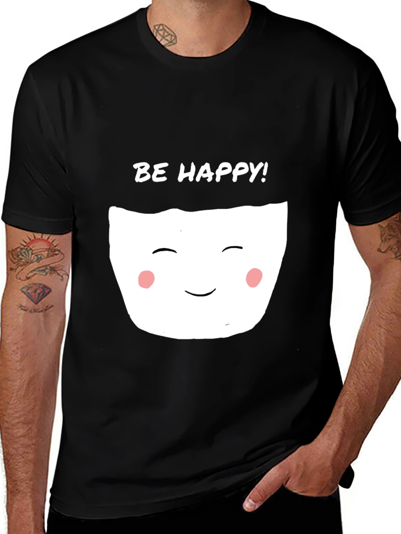 Variant 23 of Be Happy Graphic Tee - Black