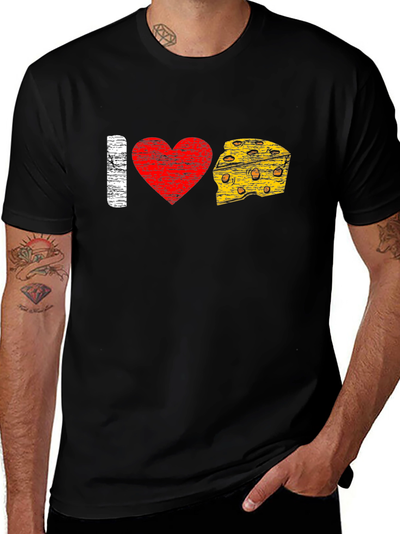 Variant 5 of I Love Cheese T-Shirt - Graphic Tee for Cheese Lovers