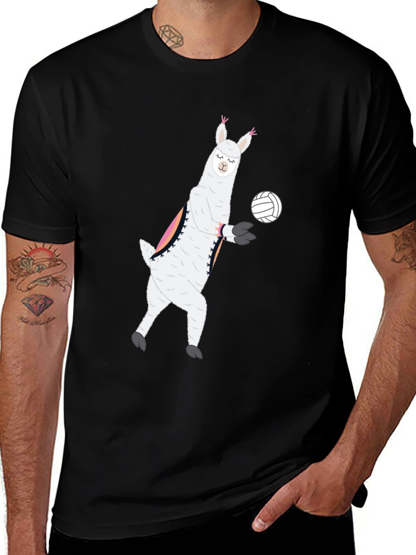Variant 9 of Llama Volleyball Black T-Shirt