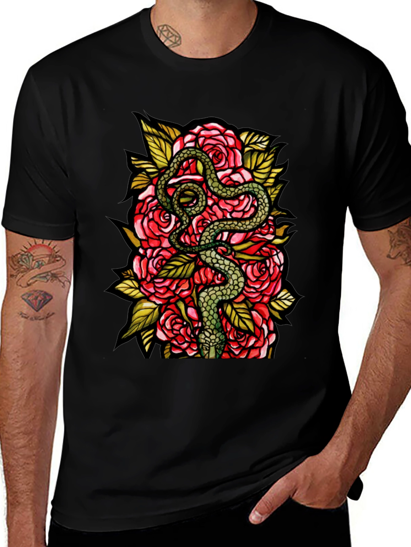 Variant 20 of Snake and Roses Graphic Tee