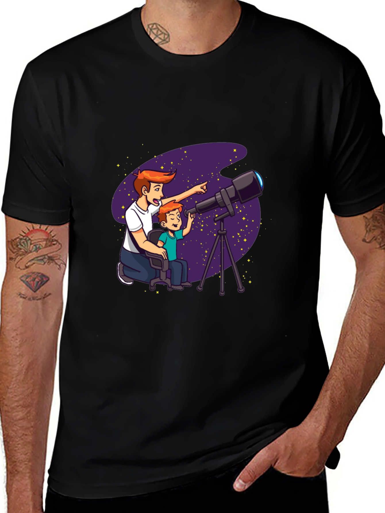 Variant 11 of Astronomy Tee: Dad & Son Stargazing T-Shirt