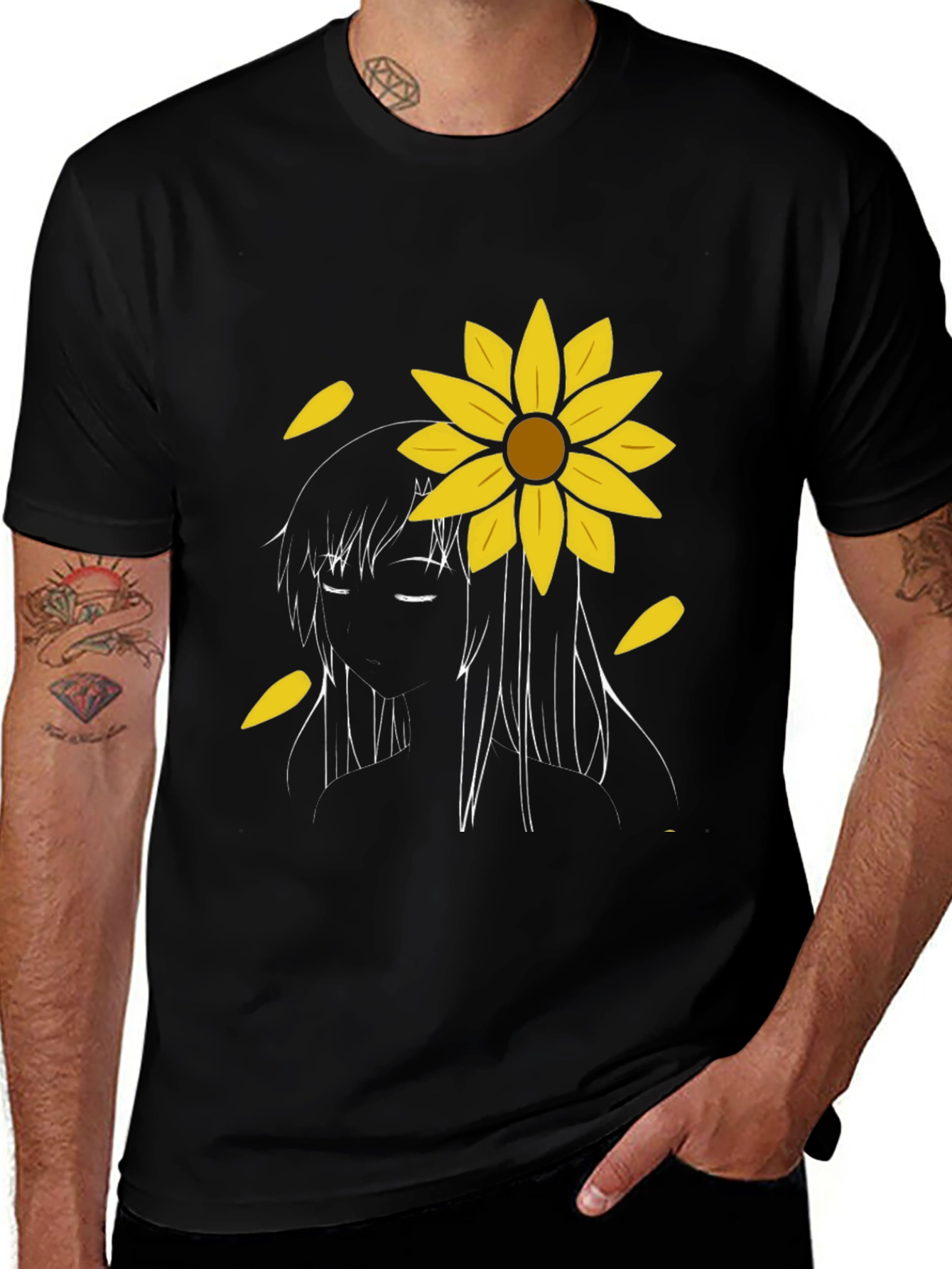 Variant 5 of Sunflower Girl Graphic Tee - Black