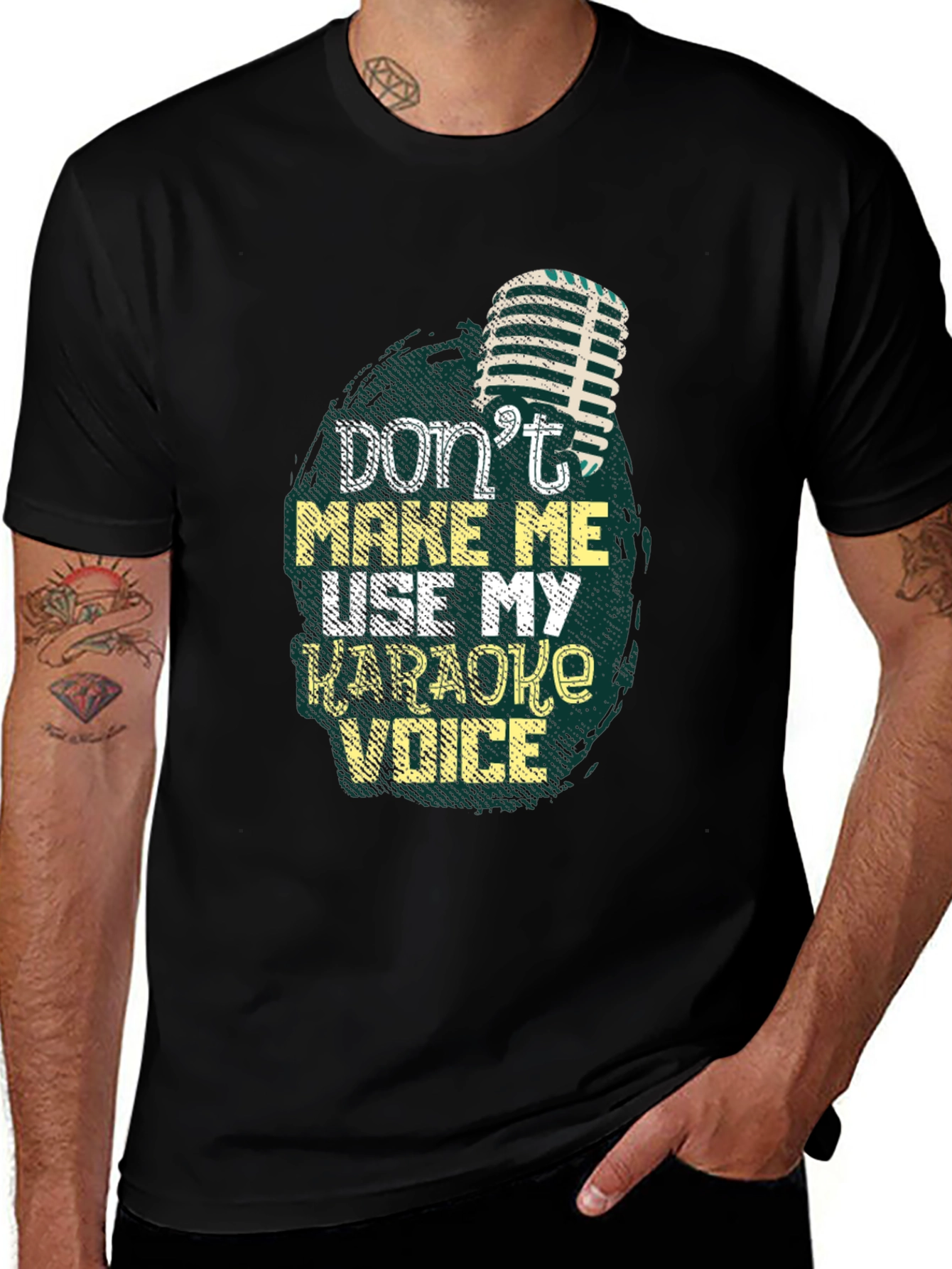 Black Karaoke Voice Graphic Tee - Soft Cotton Blend main image