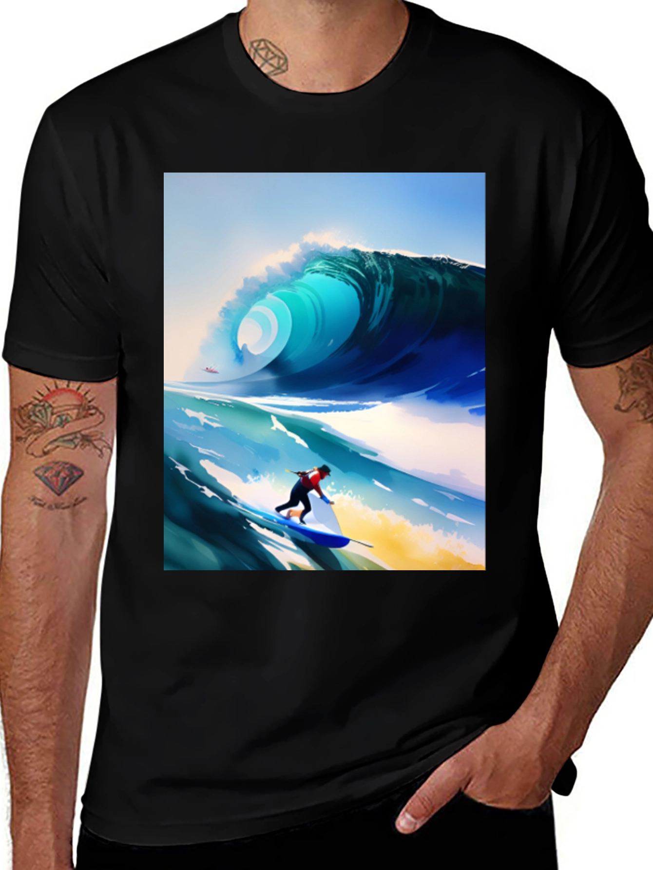 Variant 14 of Surfer Wave T-Shirt - Stylish Graphic Tee